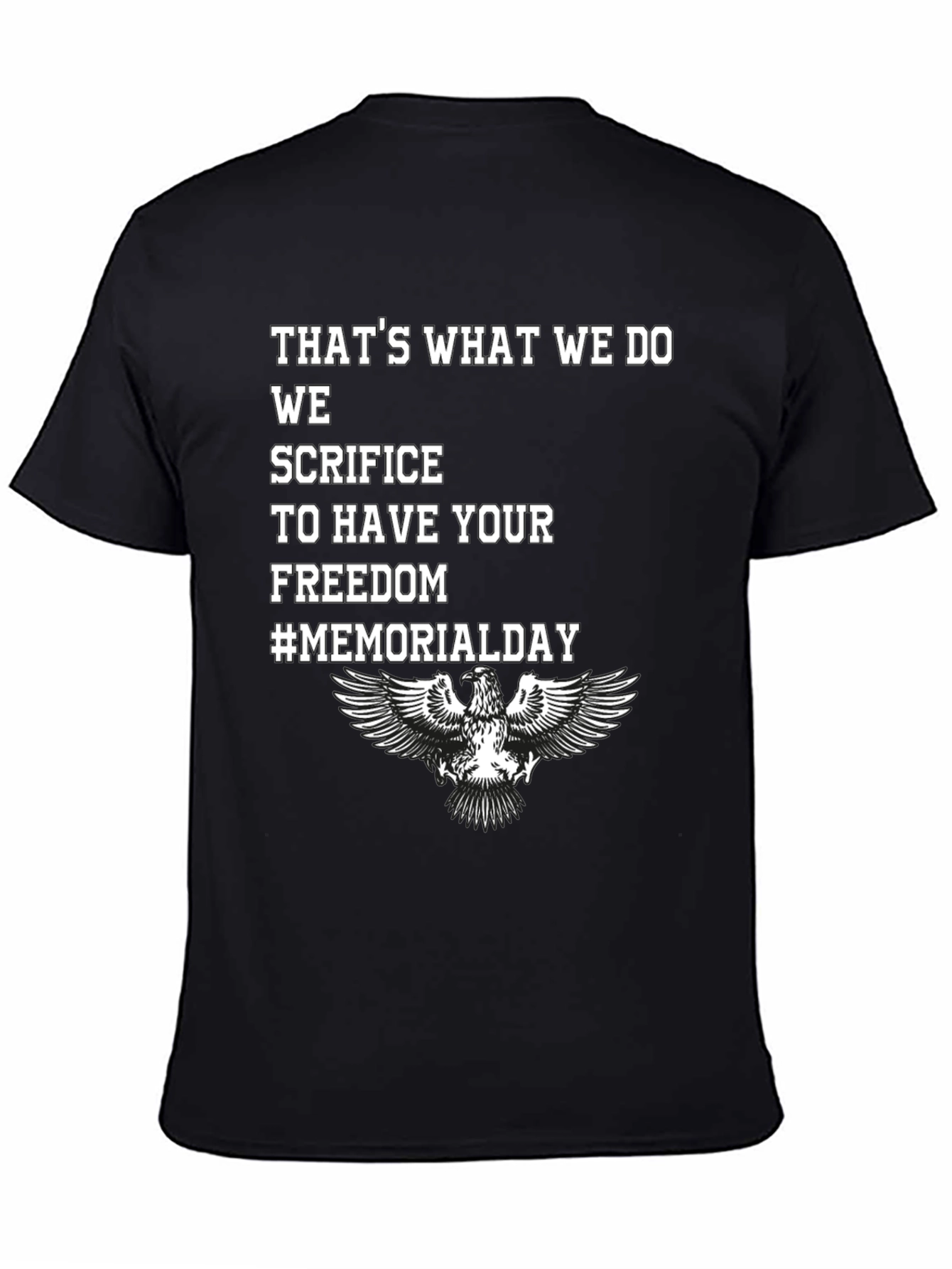 Memorial Day Eagle Graphic Black T-Shirt
