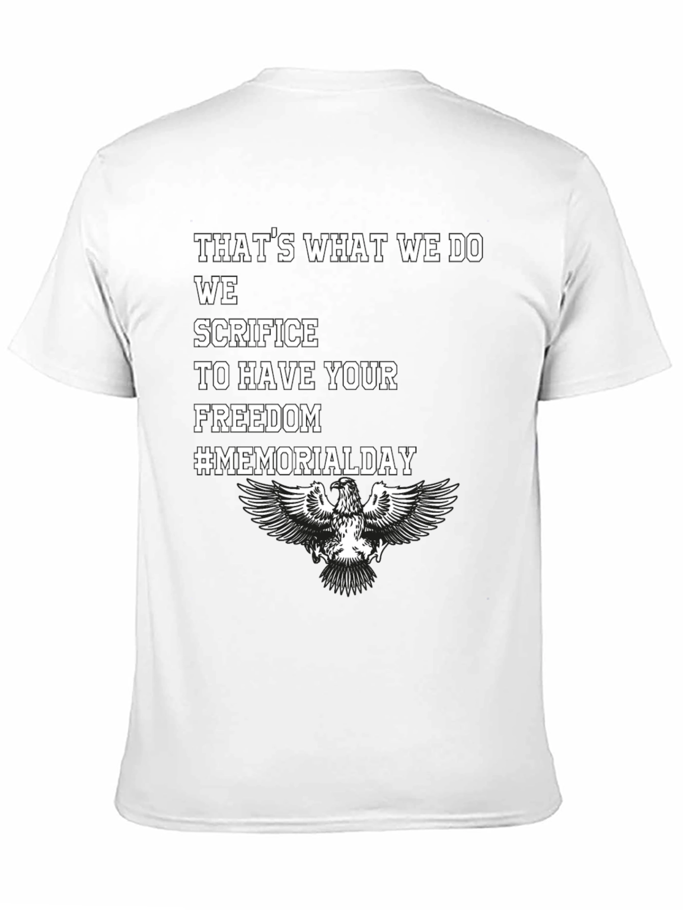 Memorial Day Eagle Graphic Black T-Shirt