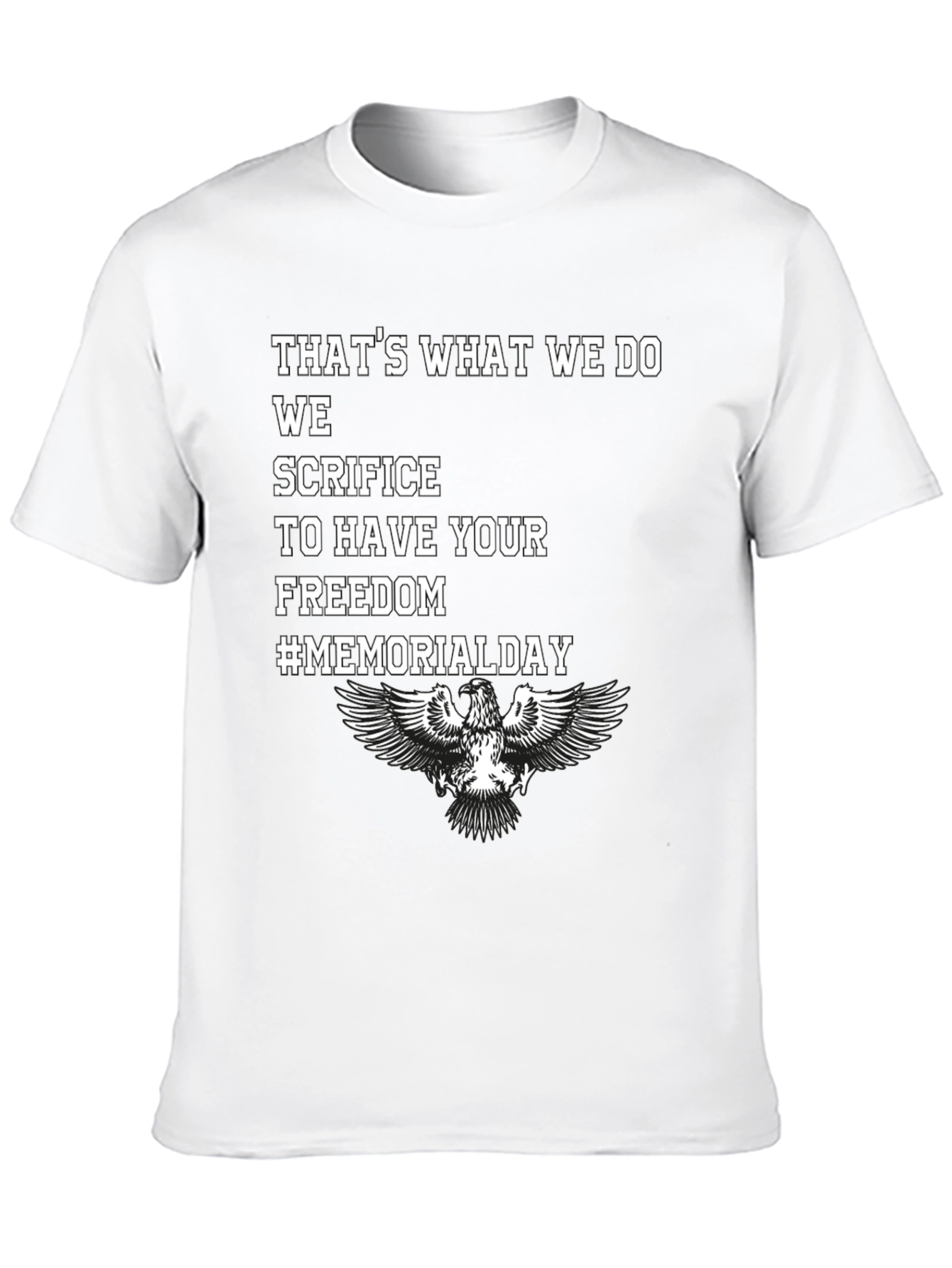 Memorial Day Eagle Graphic Black T-Shirt
