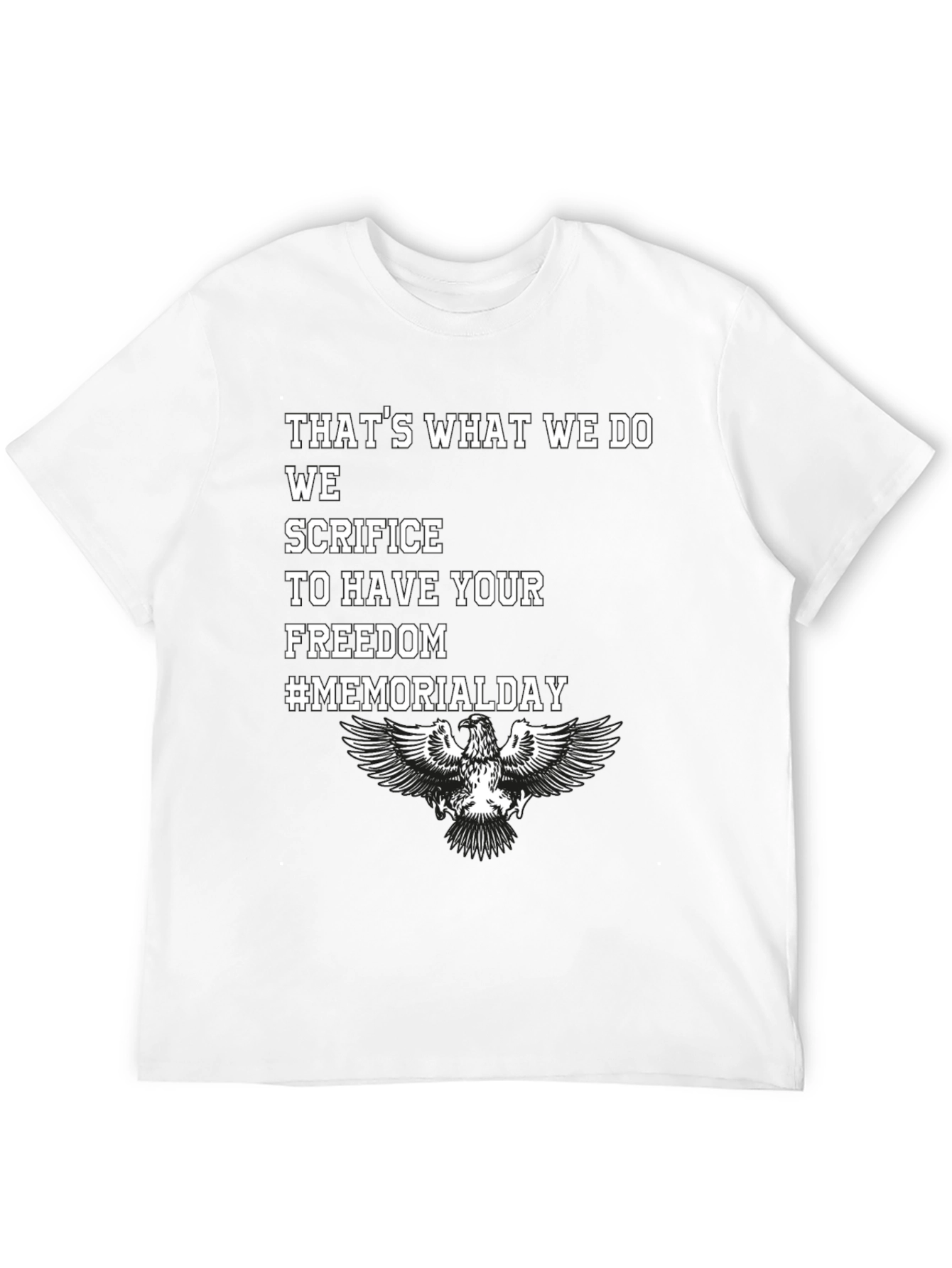 Memorial Day Eagle Graphic Black T-Shirt