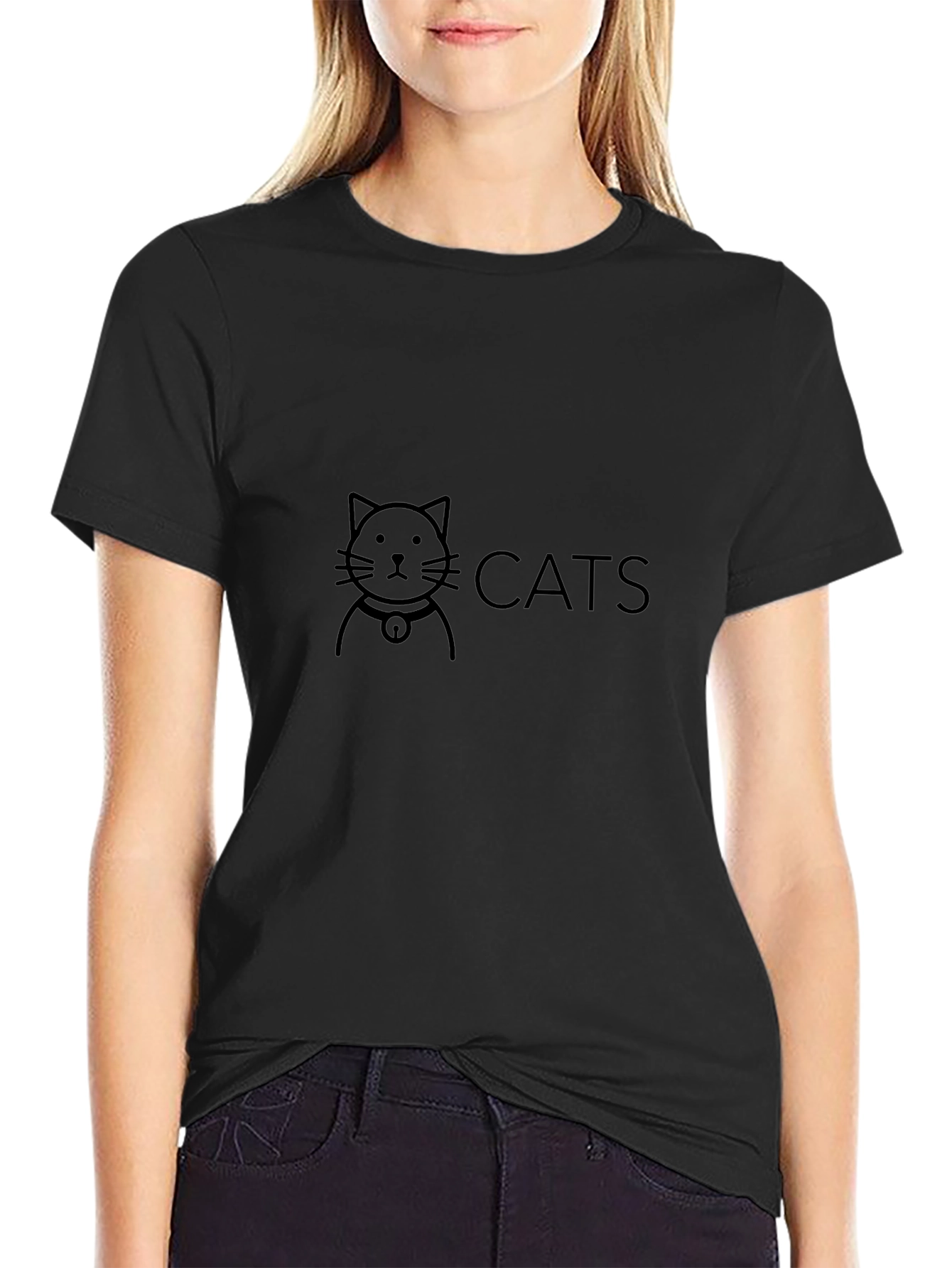 Cats Graphic T-Shirt - Black Cotton Tee