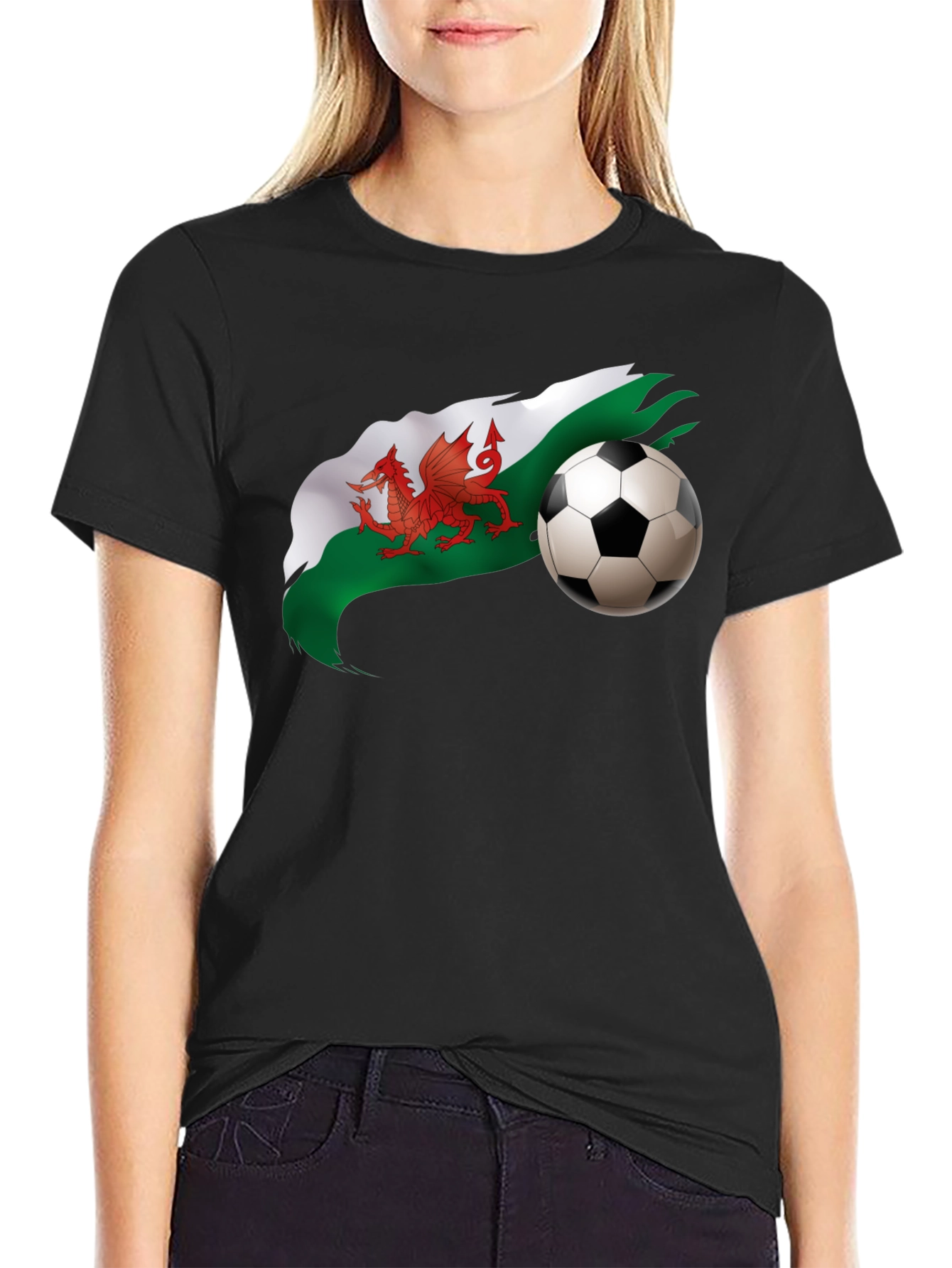 Wales Football Graphic Black T-Shirt