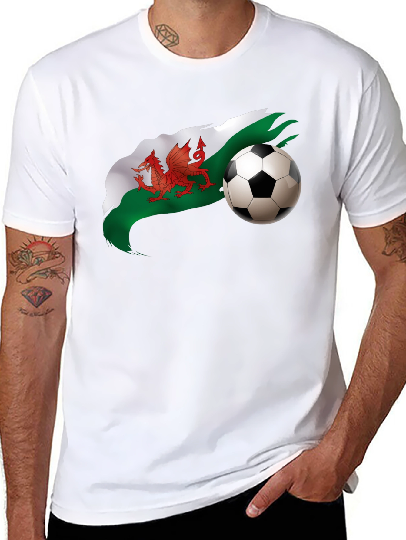 Wales Football Graphic Black T-Shirt