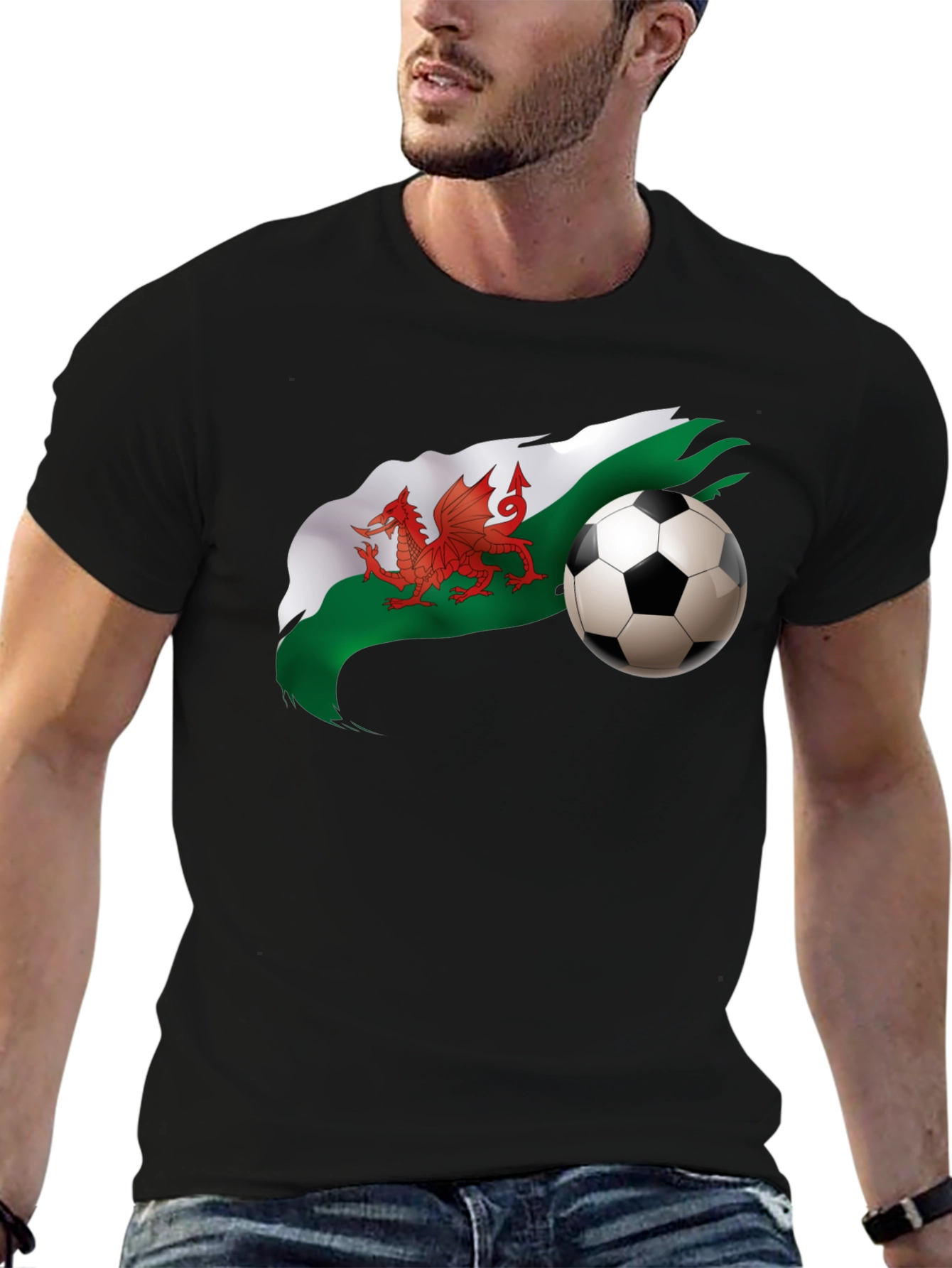 Wales Football Graphic Black T-Shirt