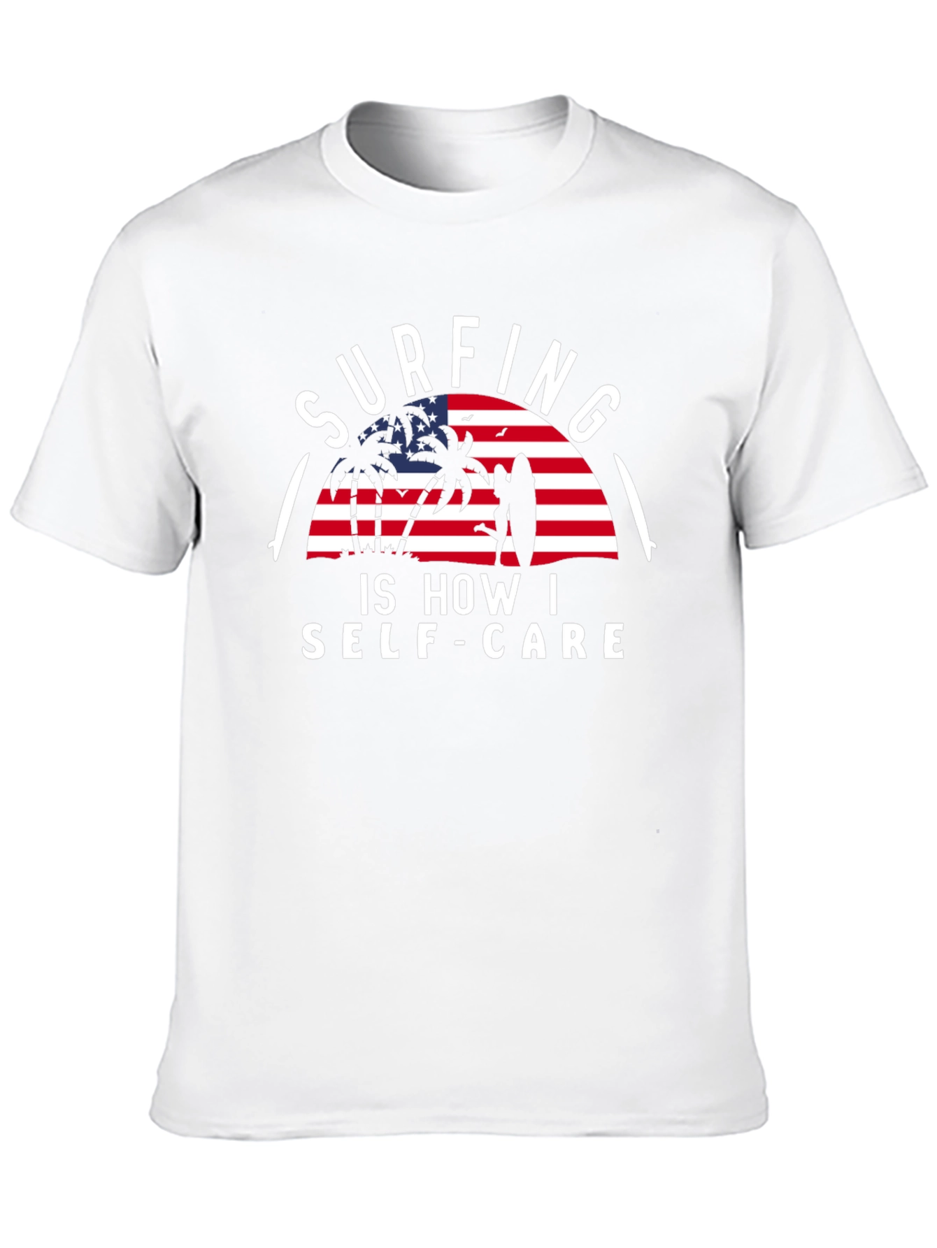 Surfing Self-Care Graphic Tee - Black Cotton T-Shirt