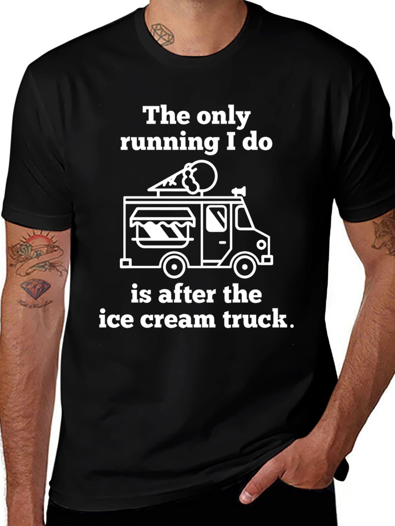 Ice Cream Truck Running T-Shirt - Funny Foodie Tee