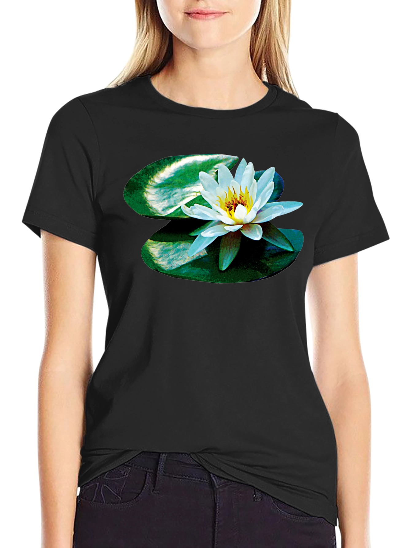 Lotus Blossom Graphic Tee - Black