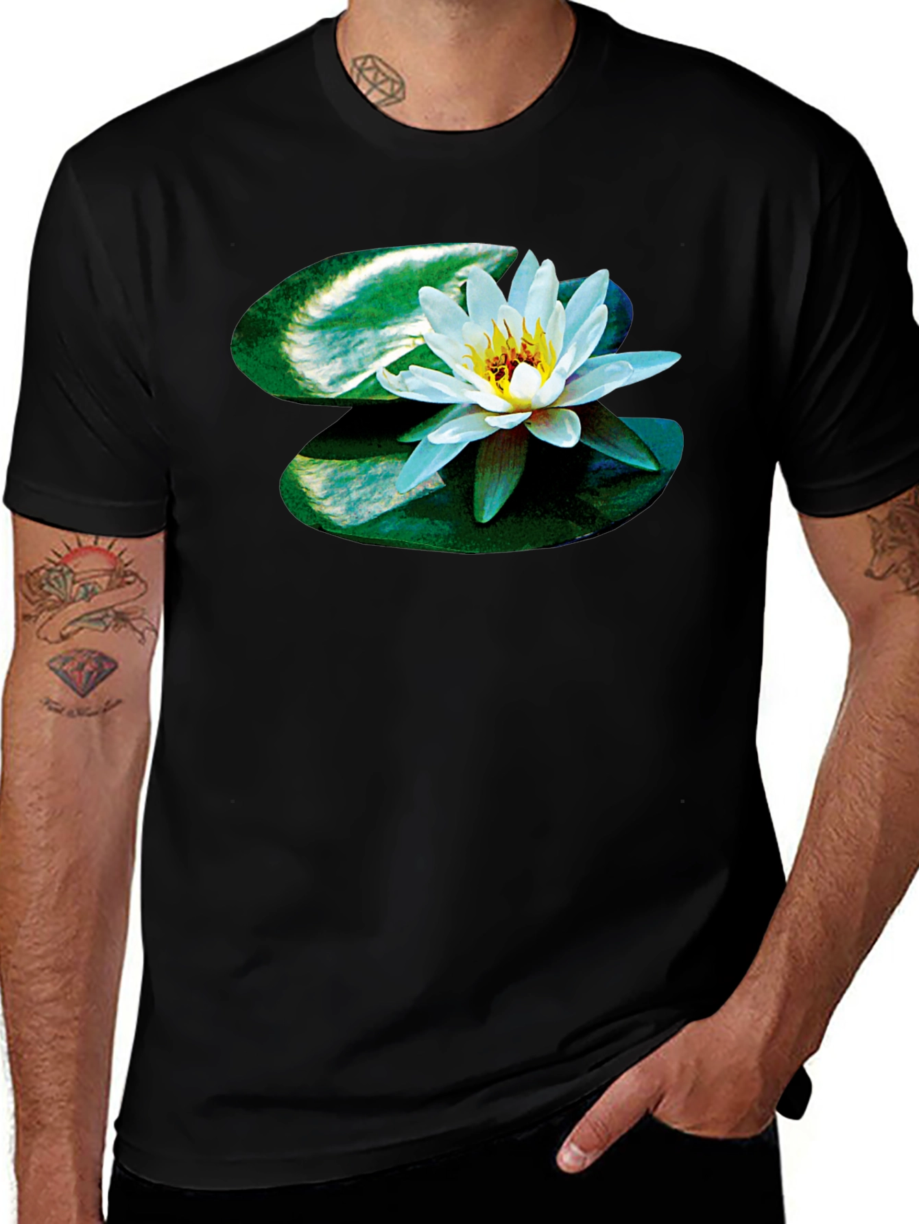 Lotus Blossom Graphic Tee - Black