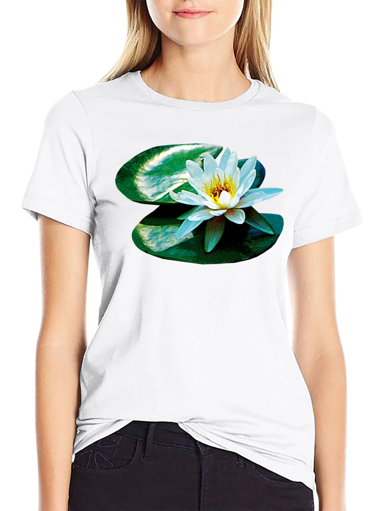 Lotus Blossom Graphic Tee - Black