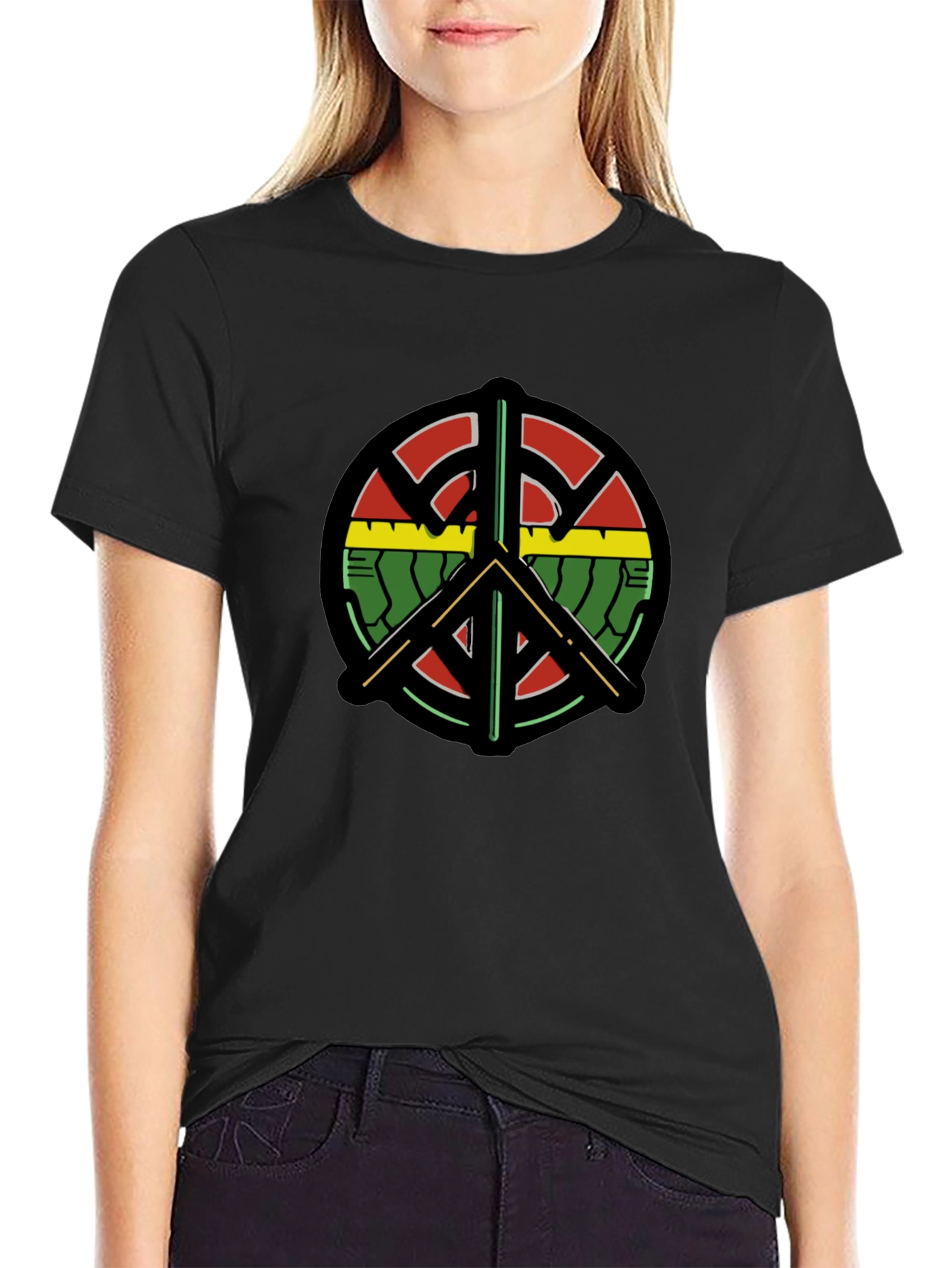 Peace Symbol T-Shirt - Reggae Rasta Design