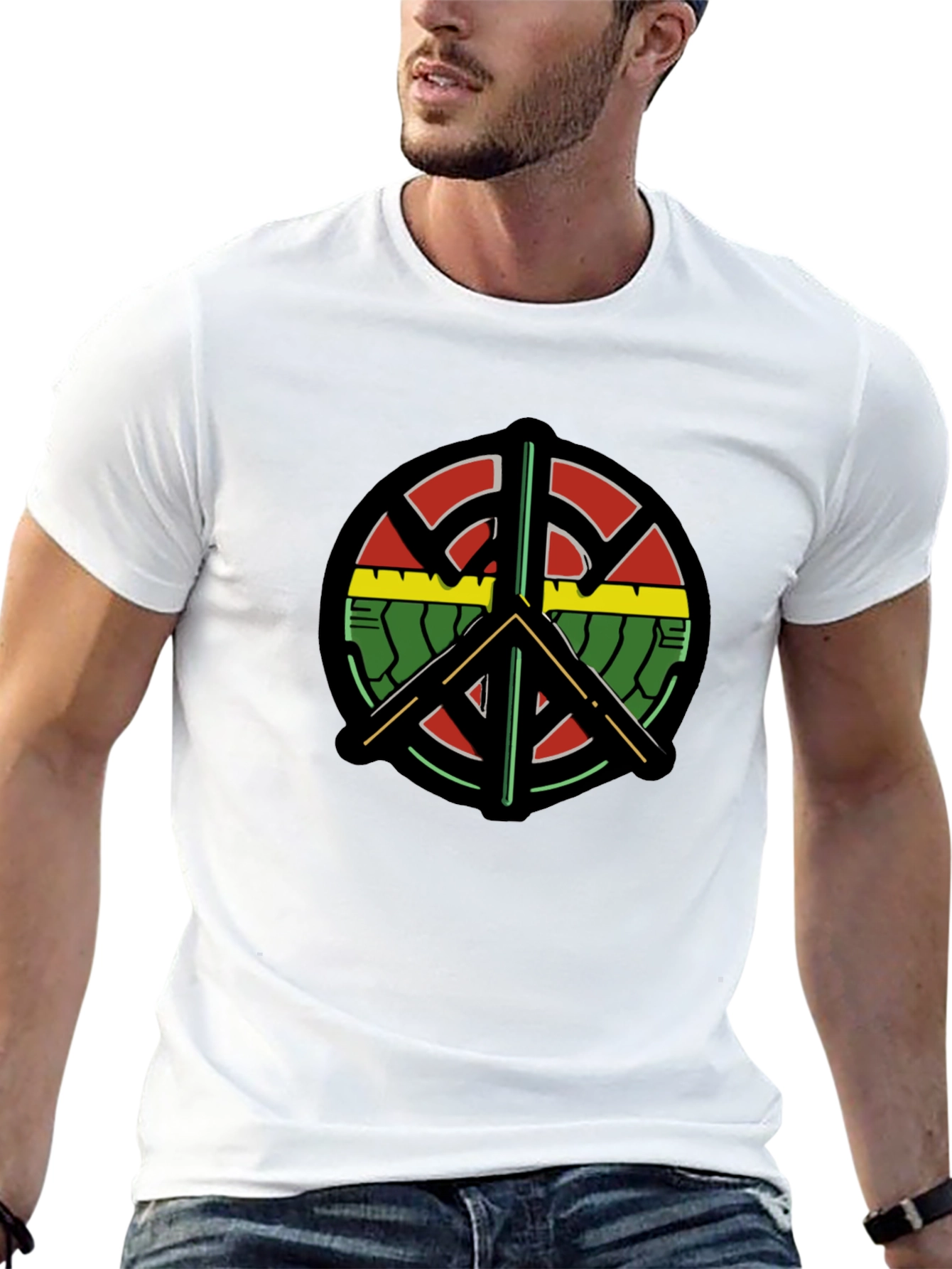 Peace Symbol T-Shirt - Reggae Rasta Design
