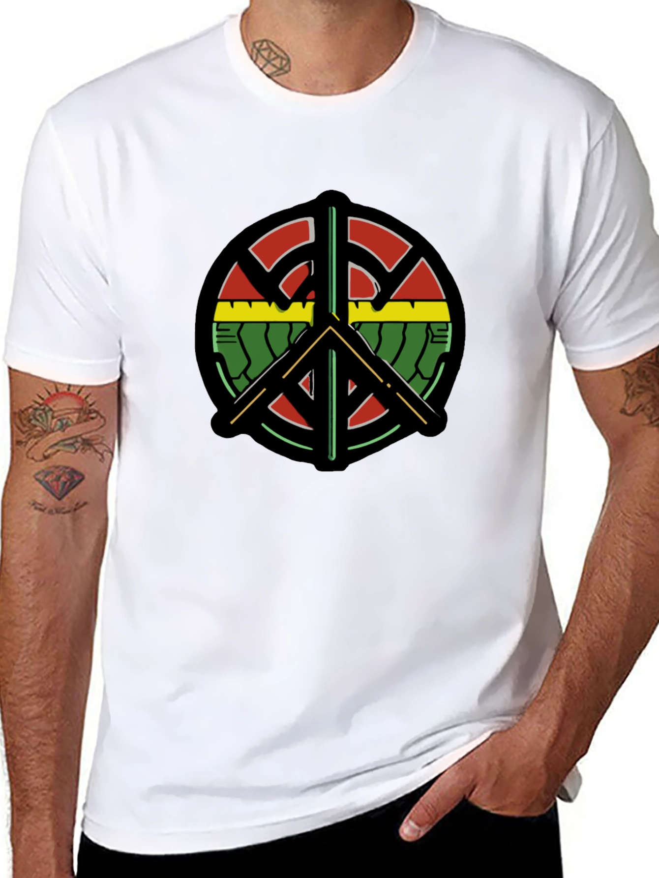 Peace Symbol T-Shirt - Reggae Rasta Design