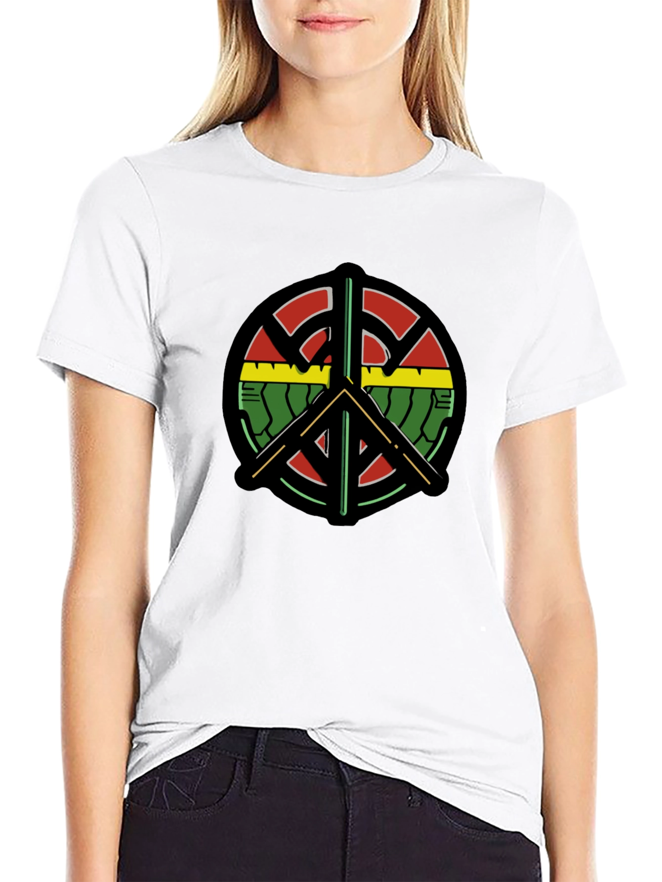 Peace Symbol T-Shirt - Reggae Rasta Design