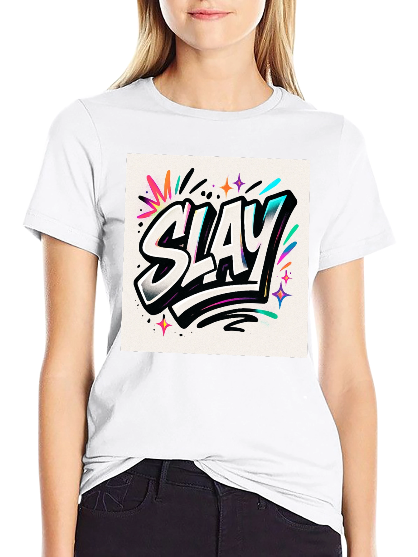 Slay Graphic Print Black Tee