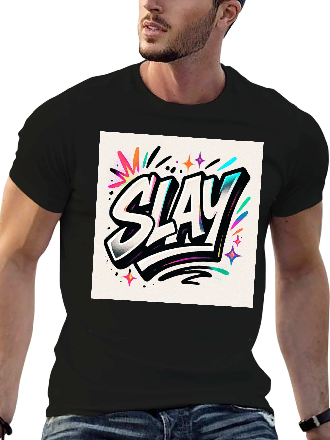 Slay Graphic Print Black Tee