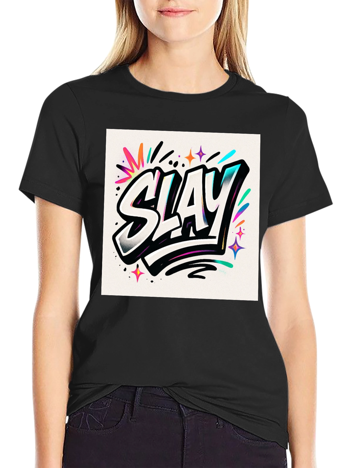 Slay Graphic Print Black Tee