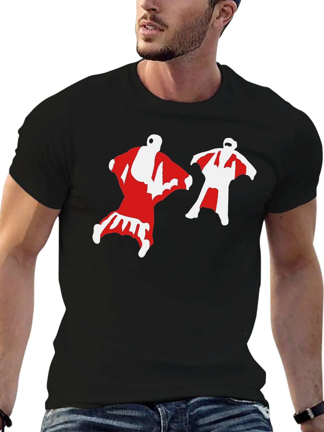 Wingsuit Skydivers Graphic Tee - Black Cotton T-Shirt