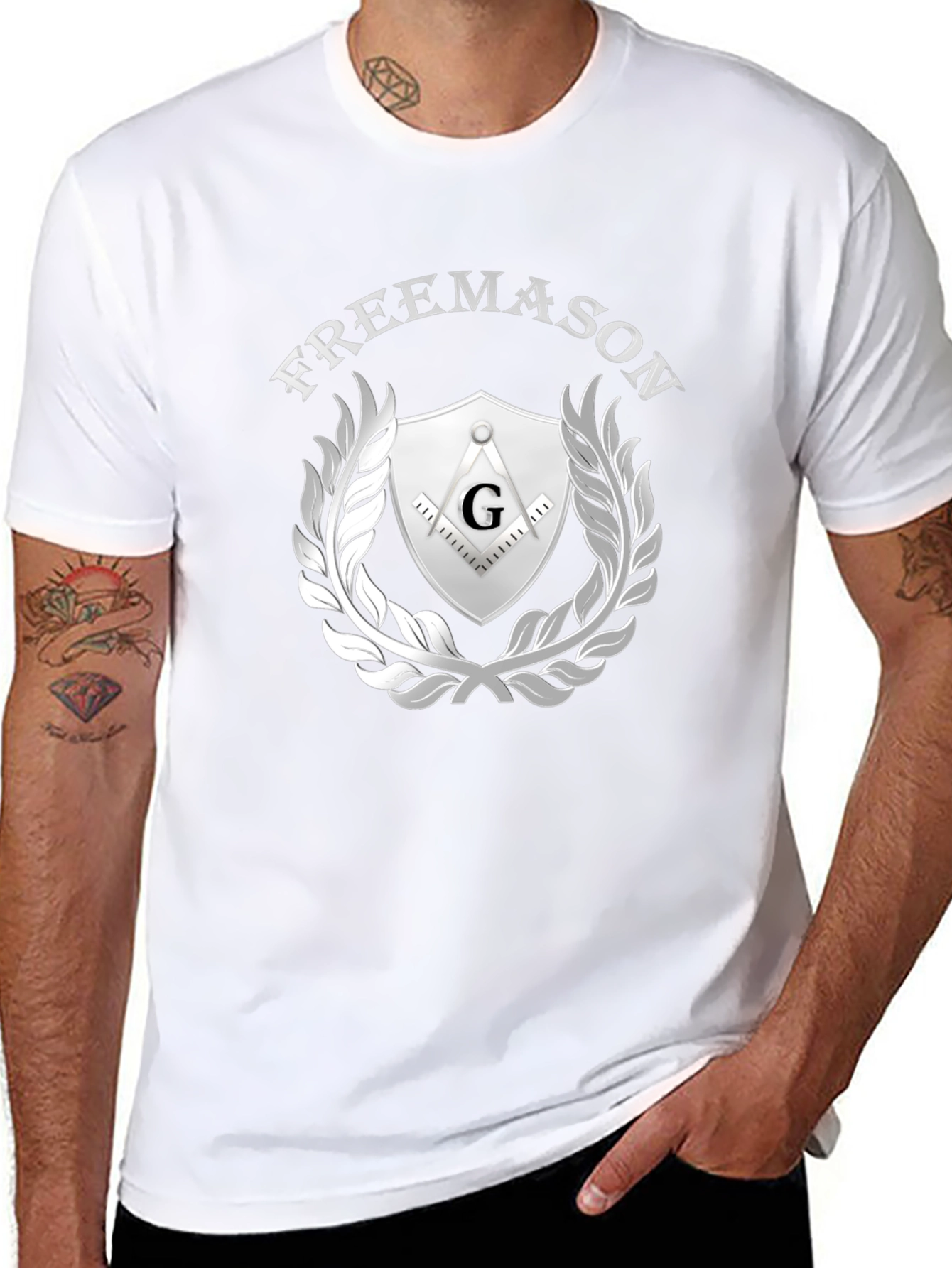 Freemason Symbol T-Shirt - Silver Emblem Design