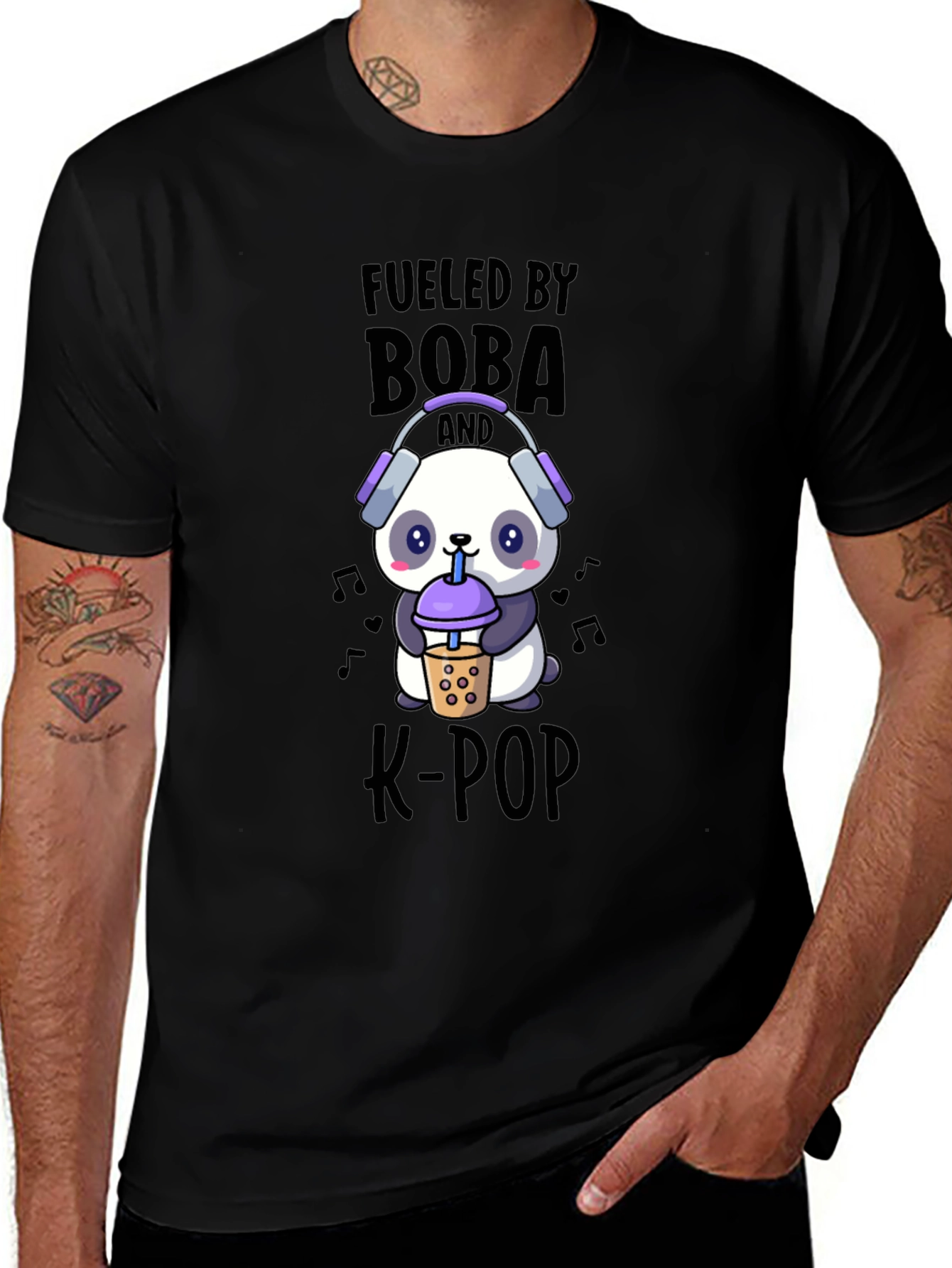 Fueled By Boba and K-Pop Panda T-Shirt
