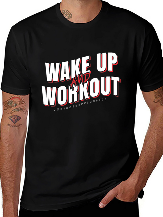 Wake Up and Workout Black Graphic Tee