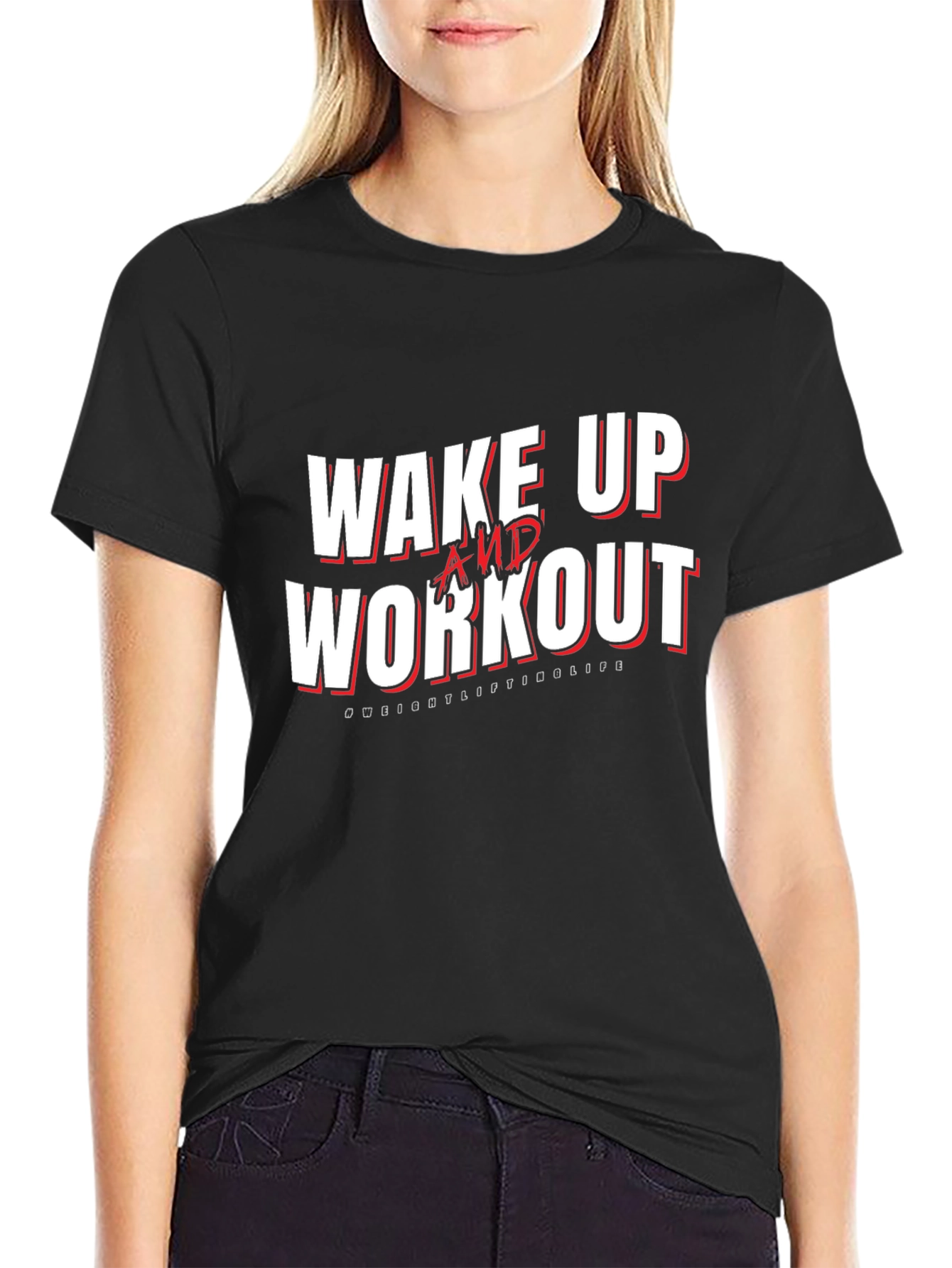 Wake Up and Workout Black Graphic Tee