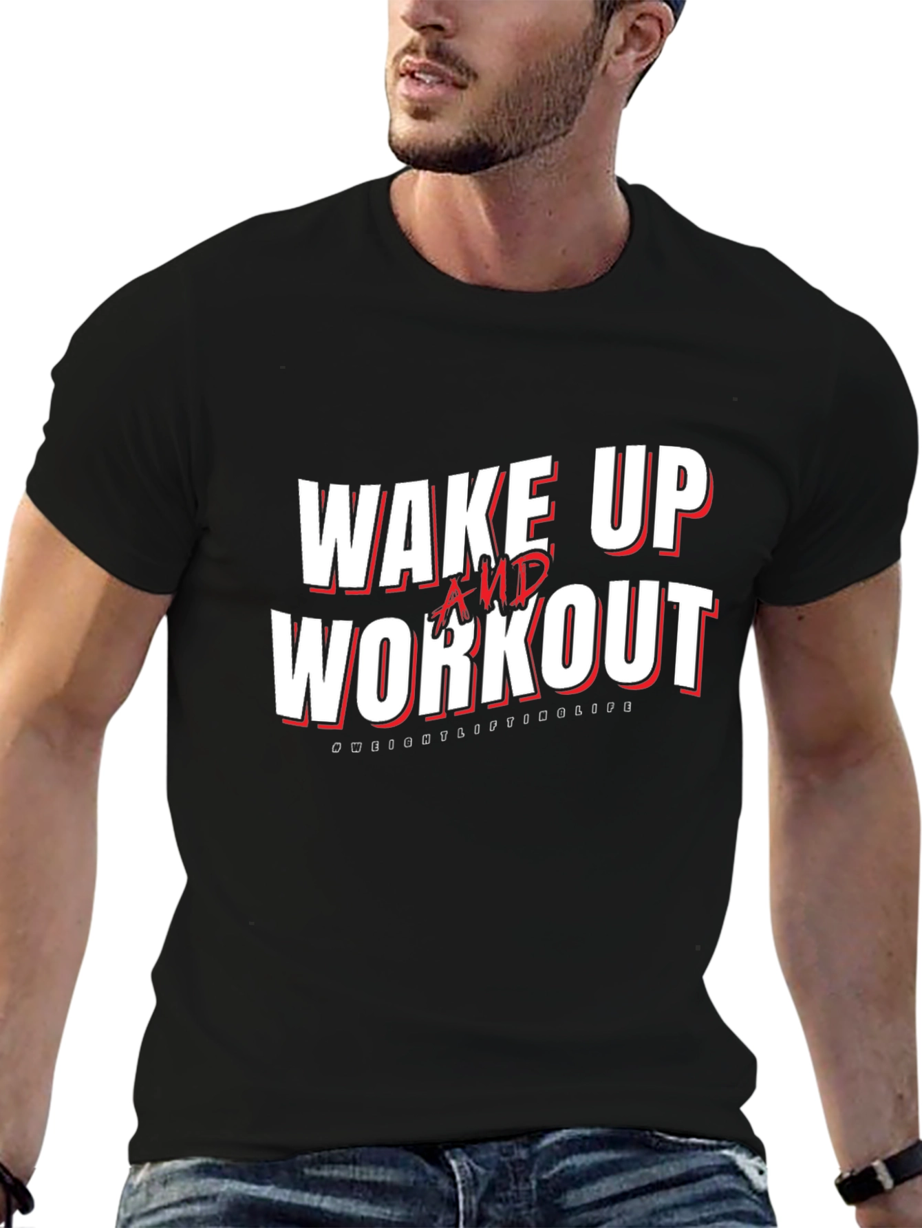 Wake Up and Workout Black Graphic Tee