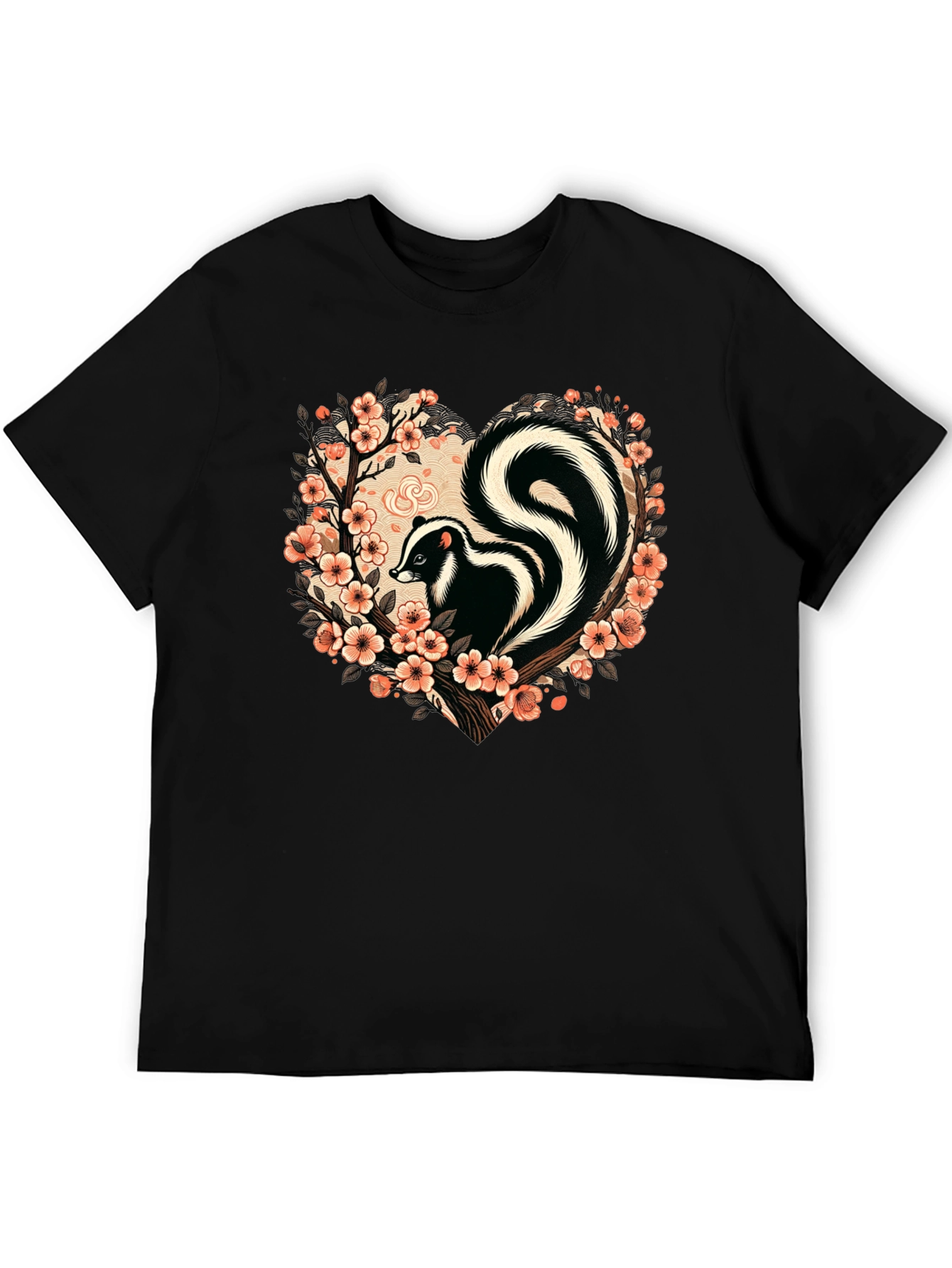 Skunk Floral Heart T-Shirt - Stylish Animal Tee