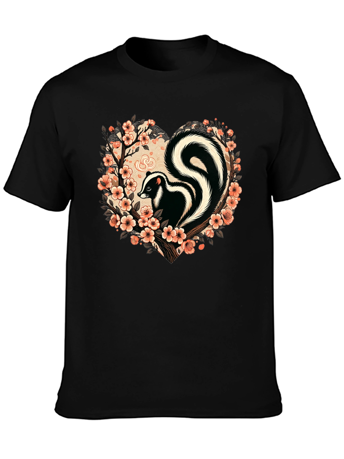 Skunk Floral Heart T-Shirt - Stylish Animal Tee