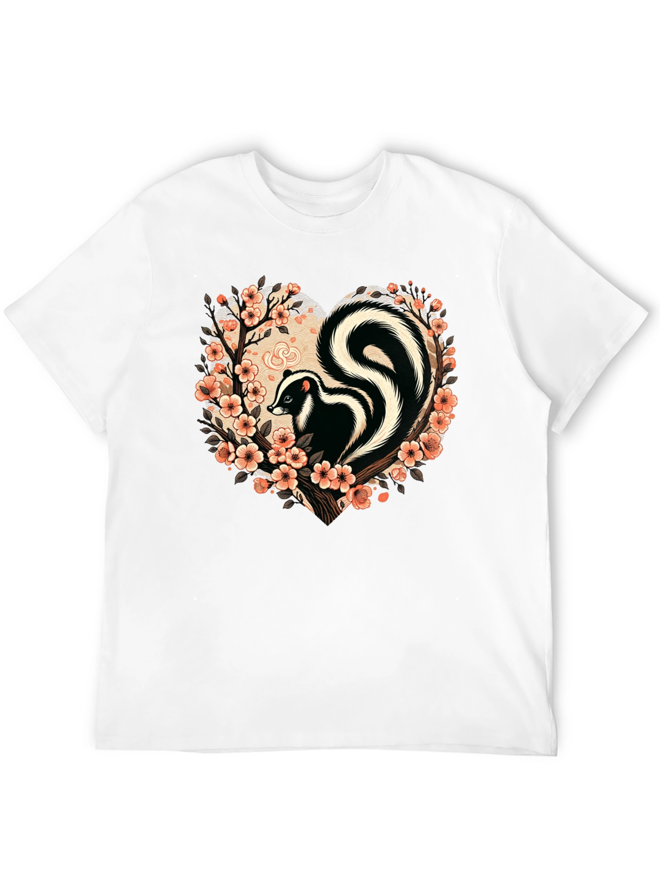 Skunk Floral Heart T-Shirt - Stylish Animal Tee