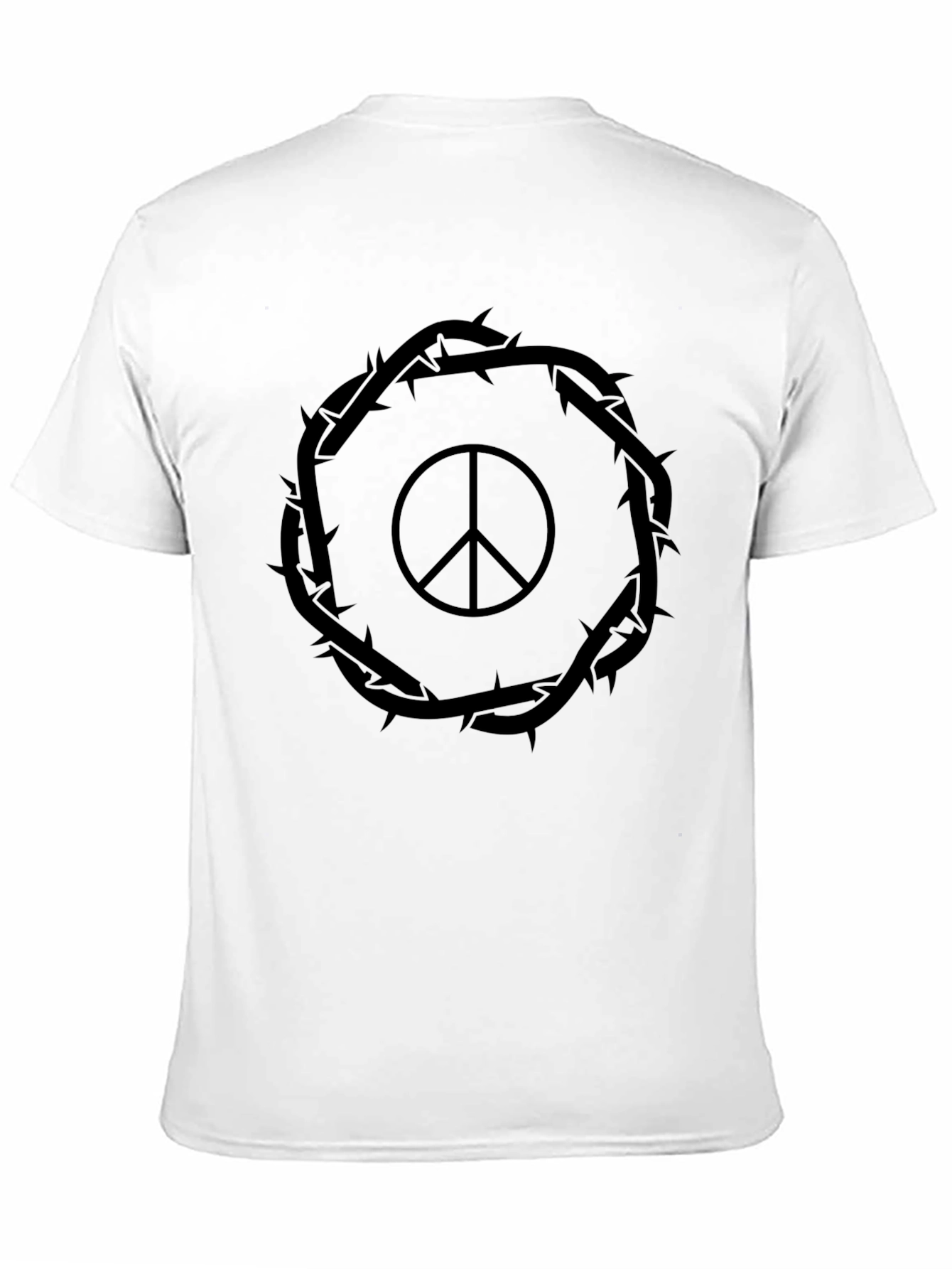 Peace Sign Crown of Thorns Black T-Shirt