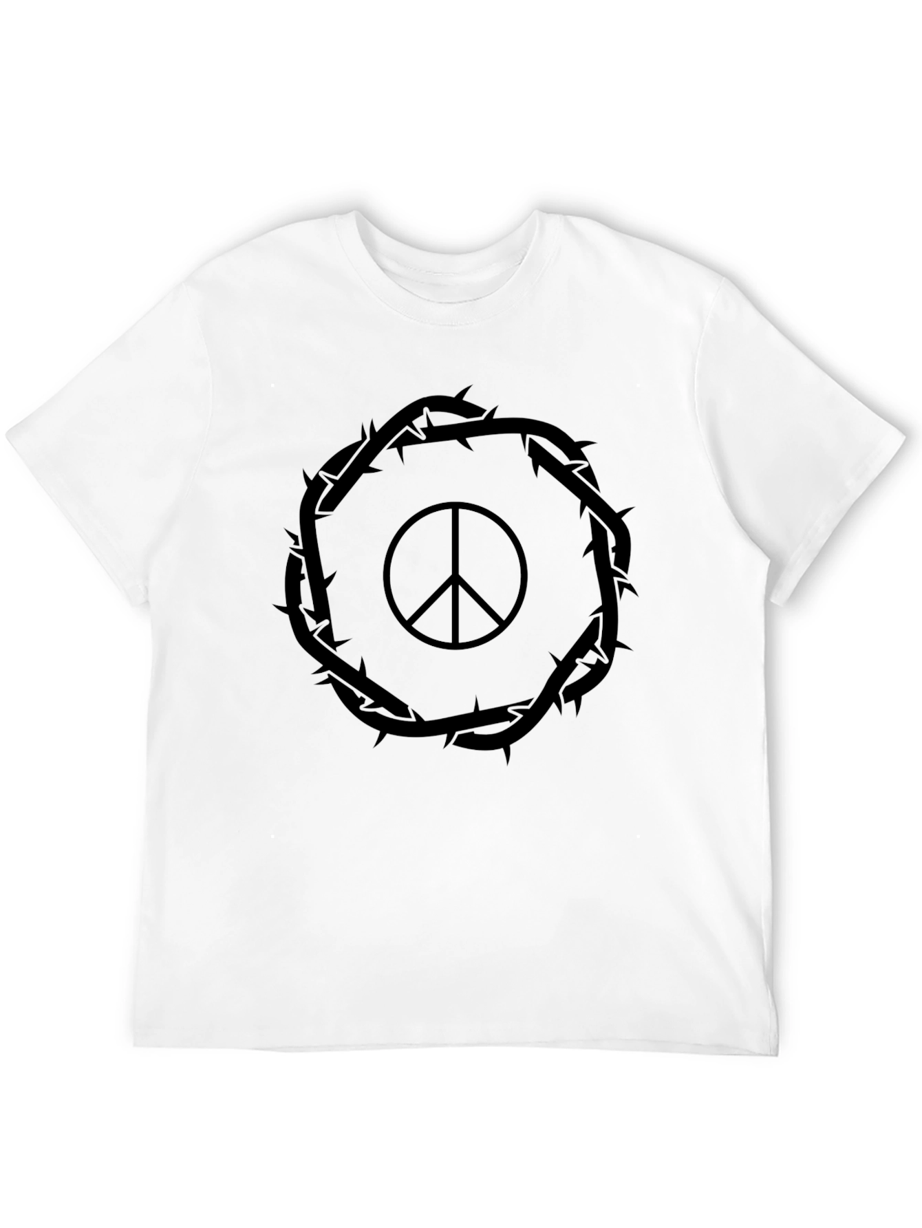 Peace Sign Crown of Thorns Black T-Shirt