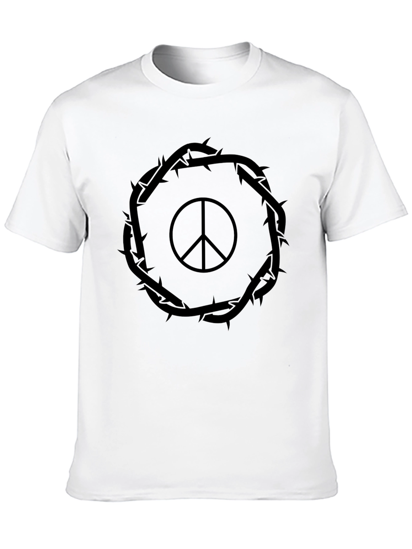 Peace Sign Crown of Thorns Black T-Shirt