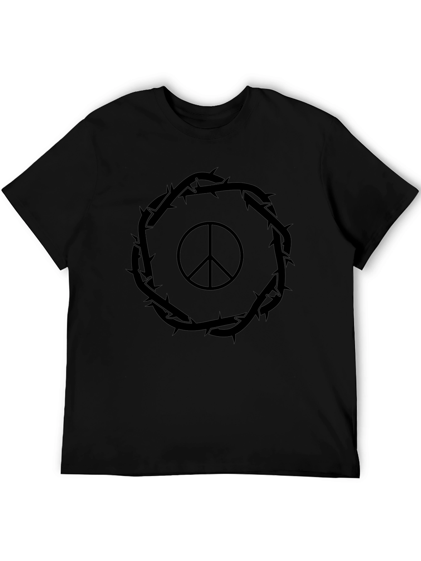 Peace Sign Crown of Thorns Black T-Shirt