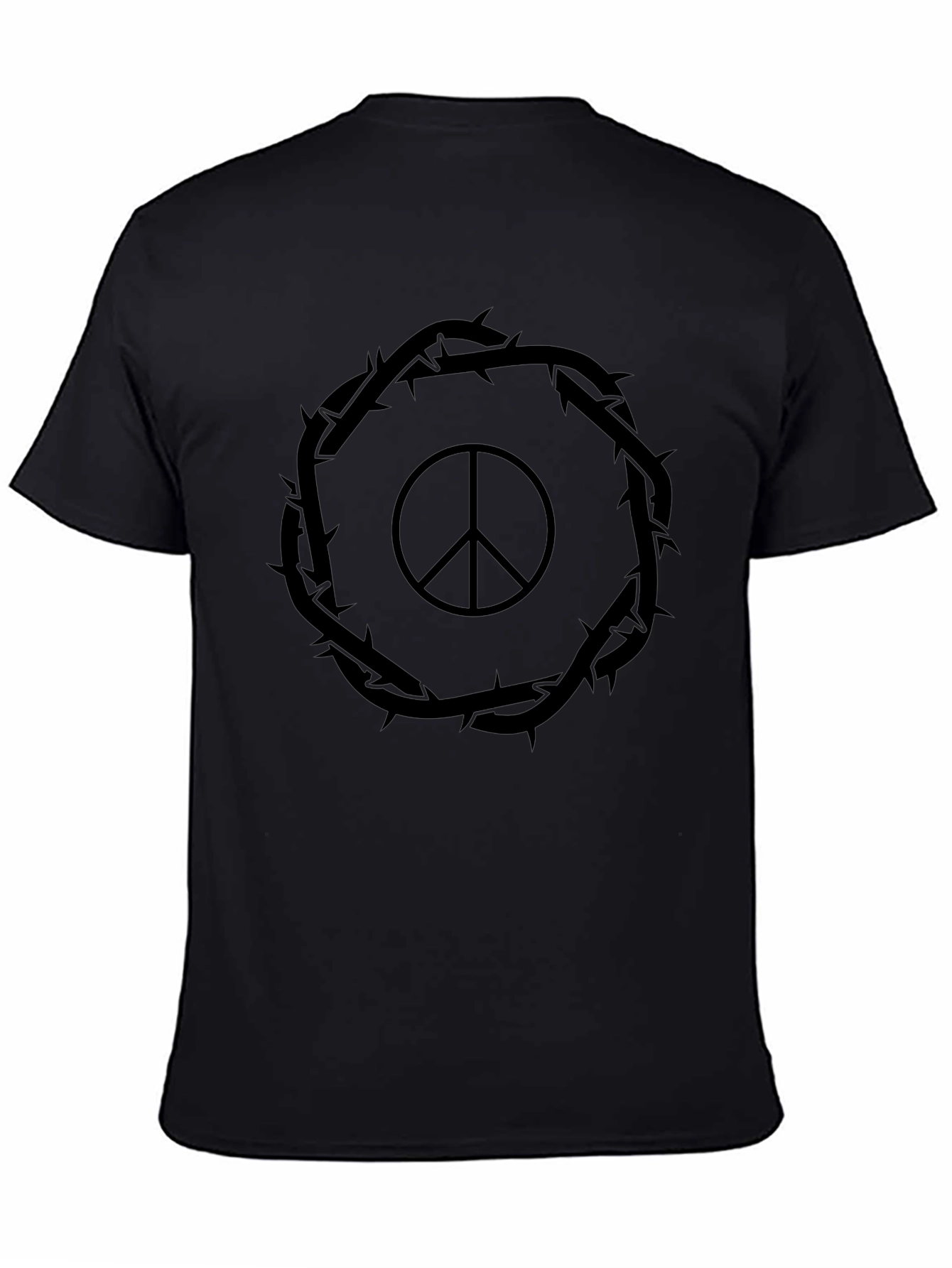 Peace Sign Crown of Thorns Black T-Shirt