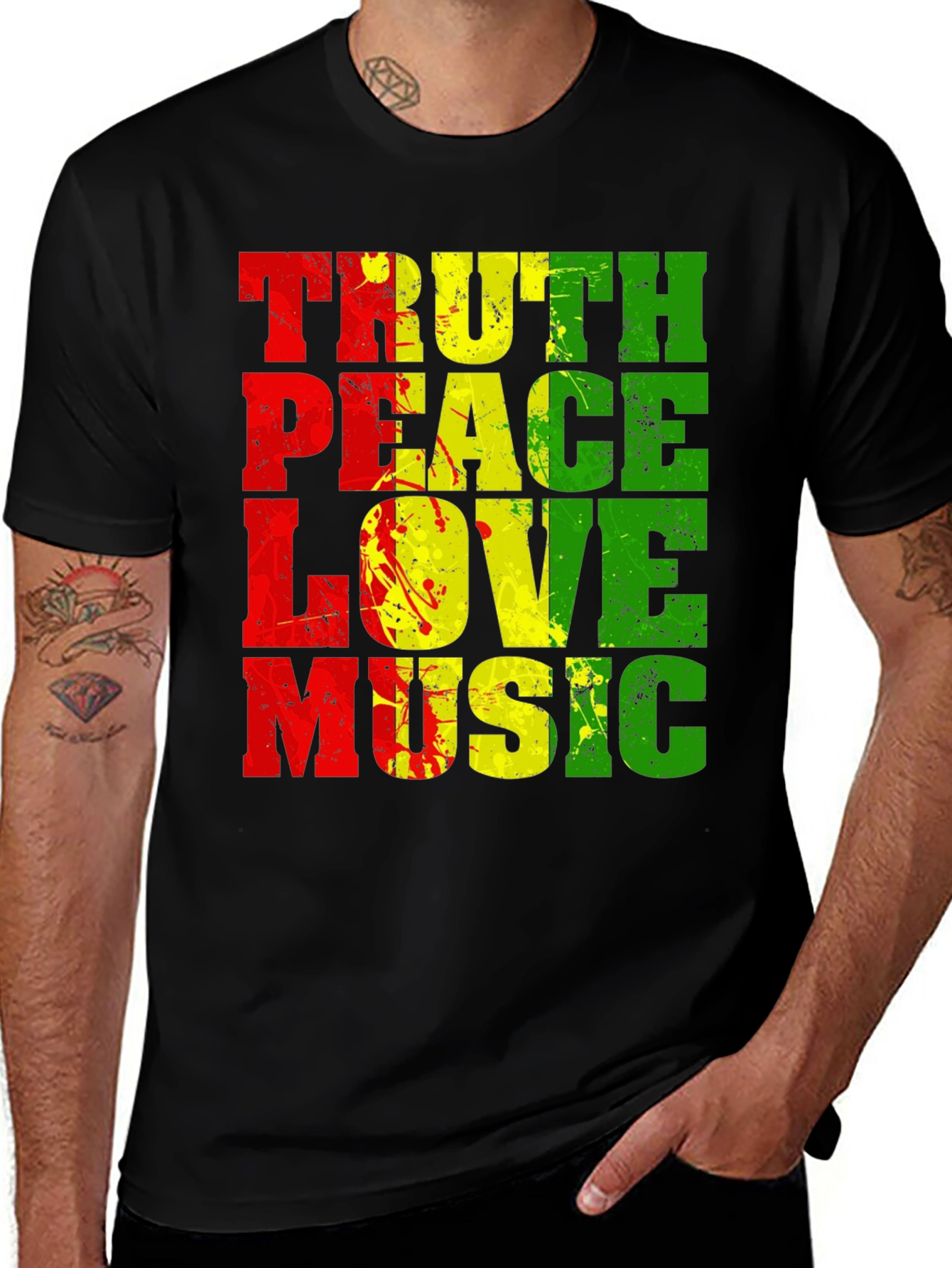 Rasta Reggae Truth Peace Love Music Graphic T-Shirt