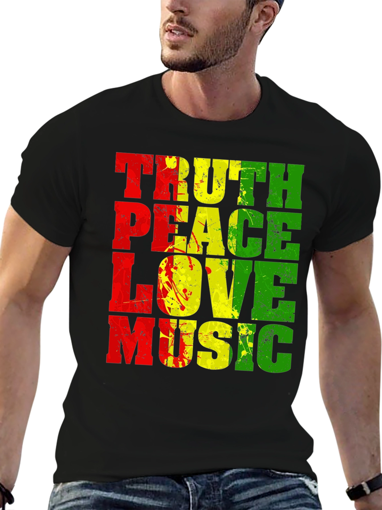 Rasta Reggae Truth Peace Love Music Graphic T-Shirt