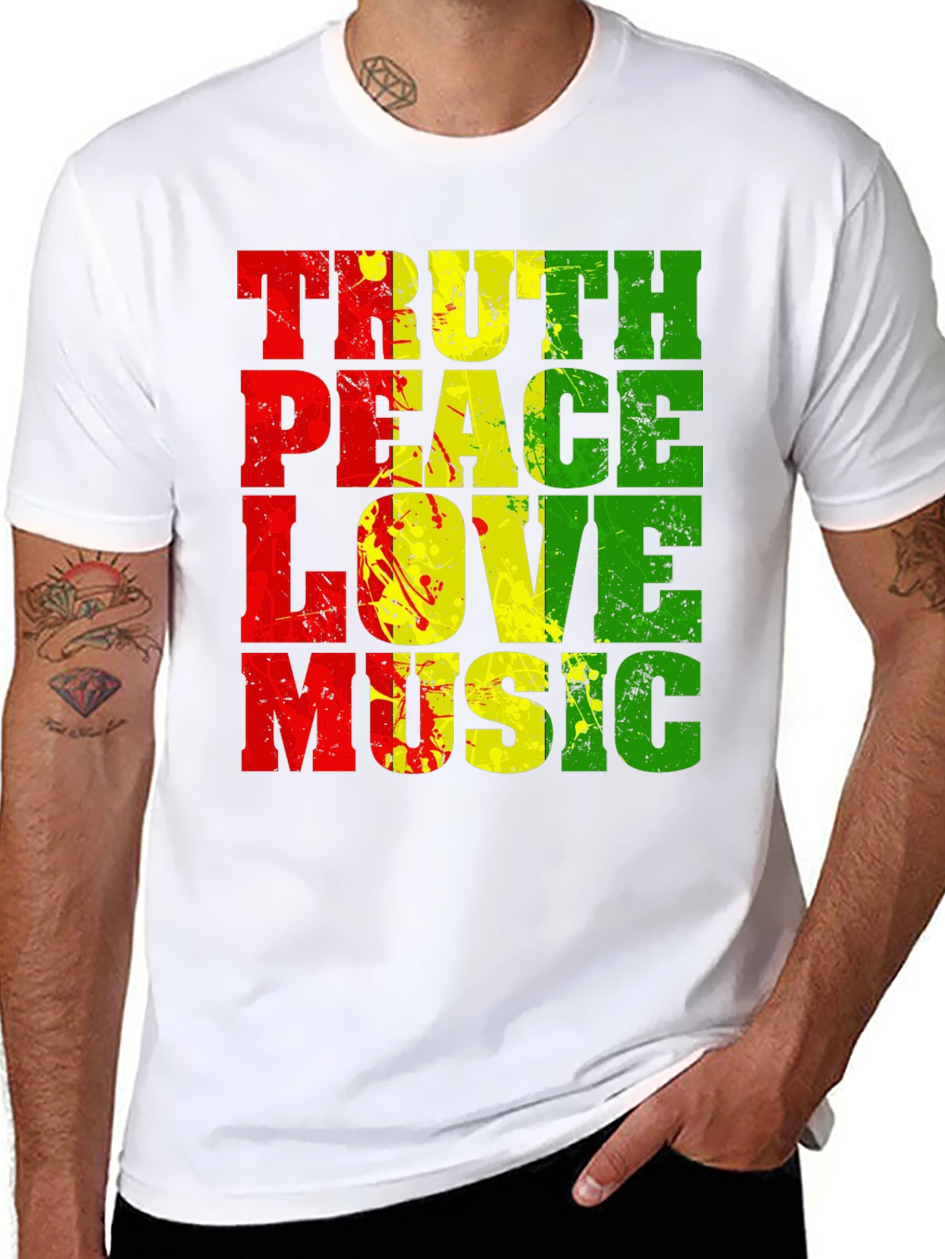 Rasta Reggae Truth Peace Love Music Graphic T-Shirt