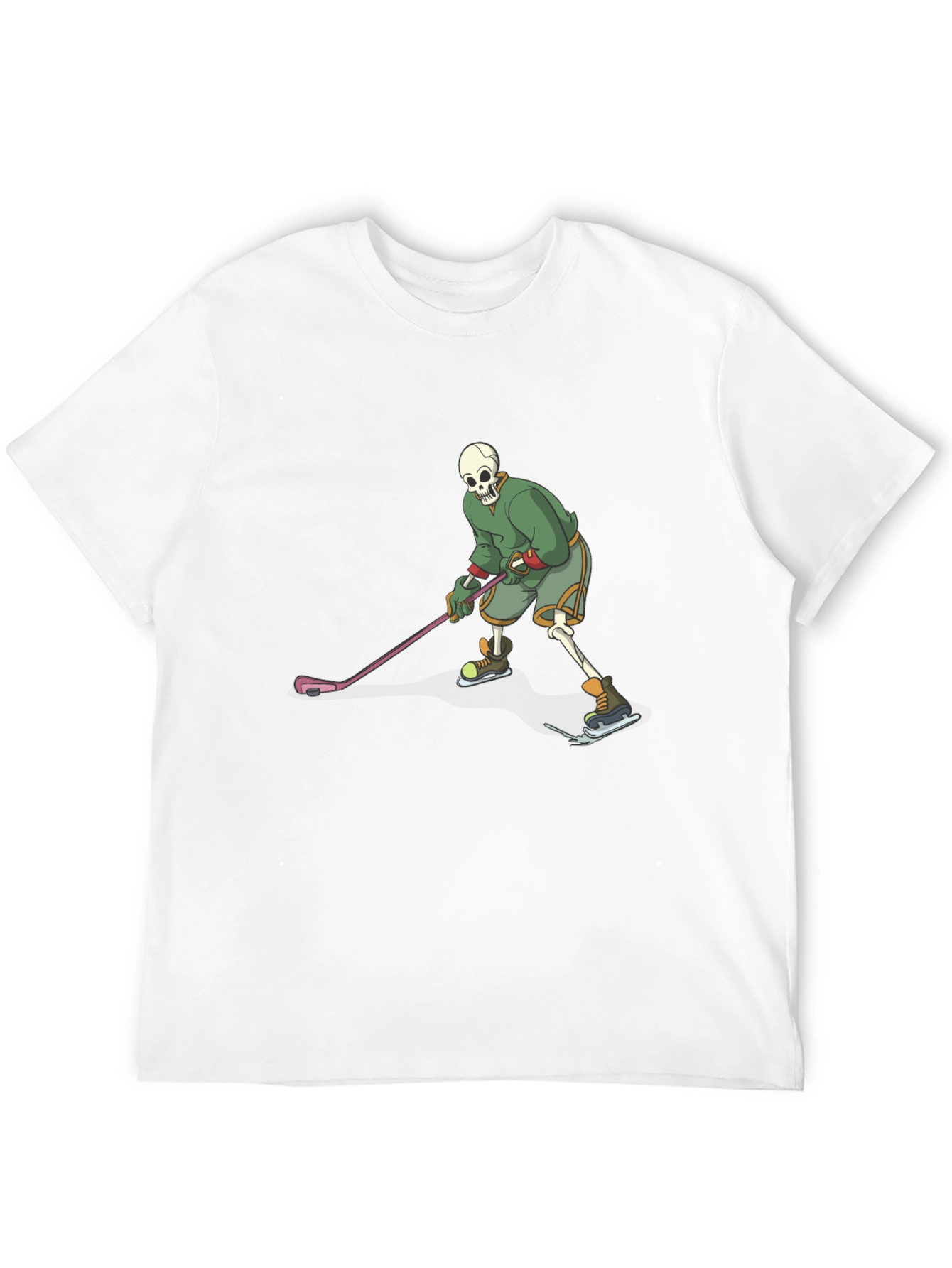 Skeleton Hockey Player Graphic Tee - Black