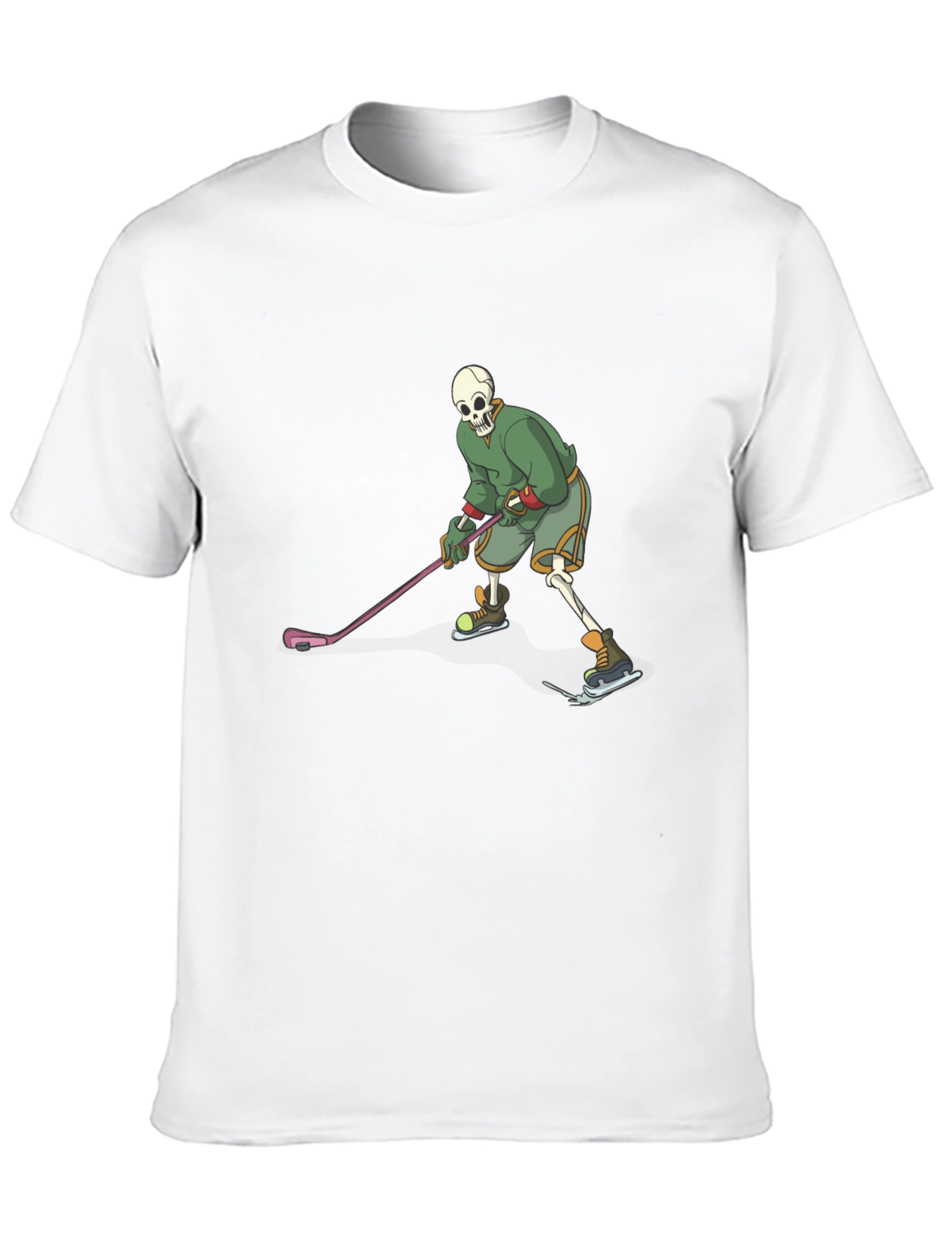 Skeleton Hockey Player Graphic Tee - Black