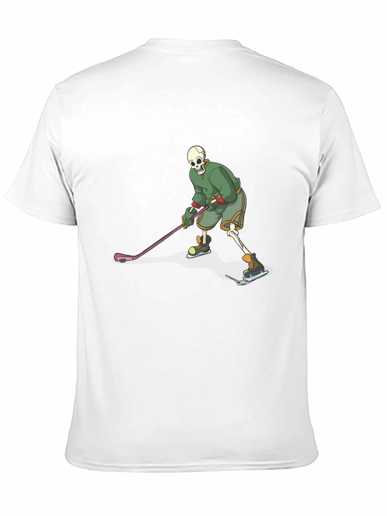 Skeleton Hockey Player Graphic Tee - Black