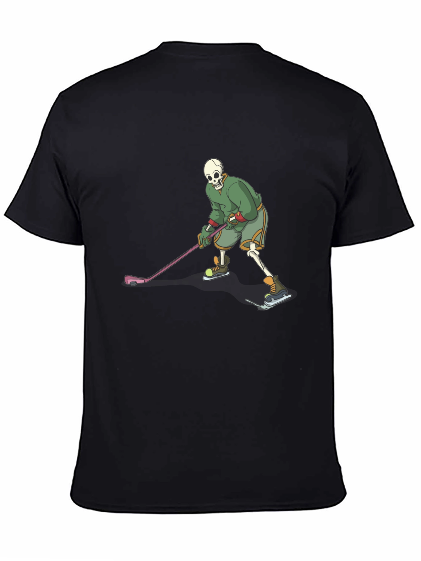 Skeleton Hockey Player Graphic Tee - Black