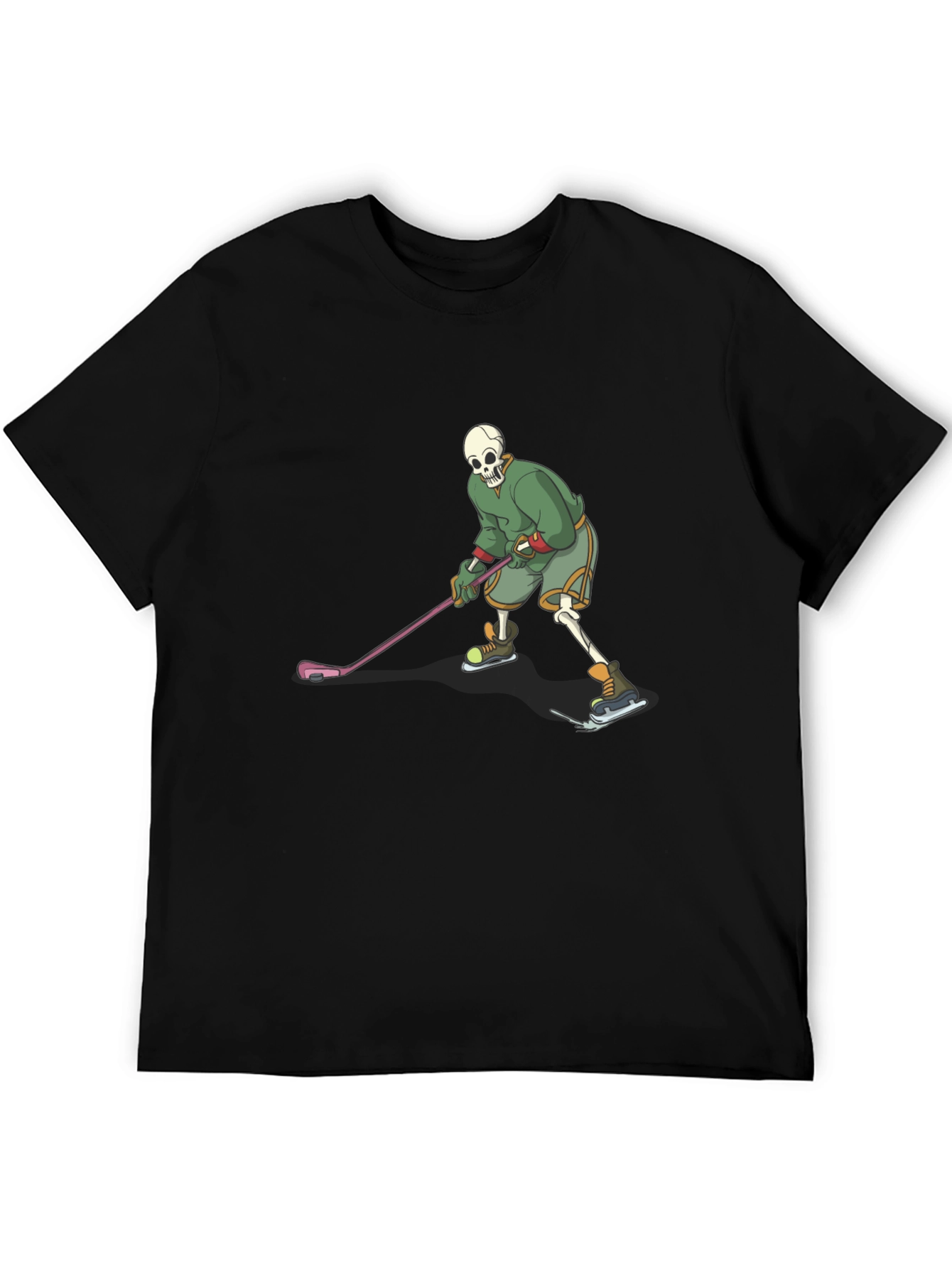 Skeleton Hockey Player Graphic Tee - Black