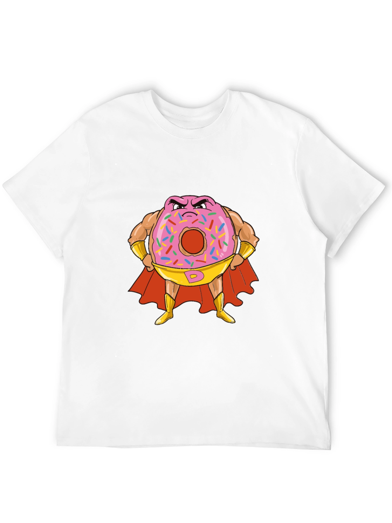 Donut Superhero Graphic Tee - Black Cotton T-Shirt