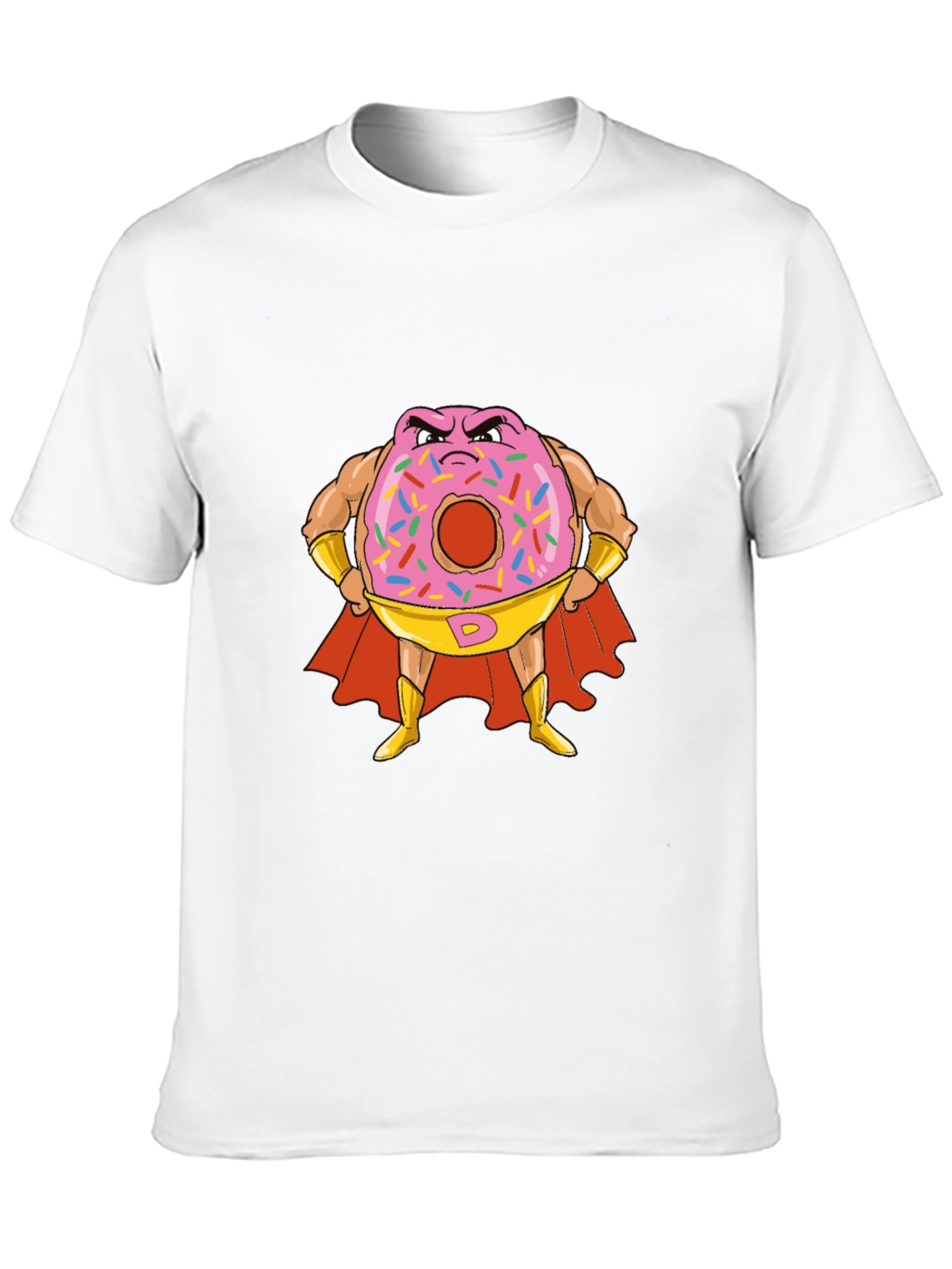 Donut Superhero Graphic Tee - Black Cotton T-Shirt