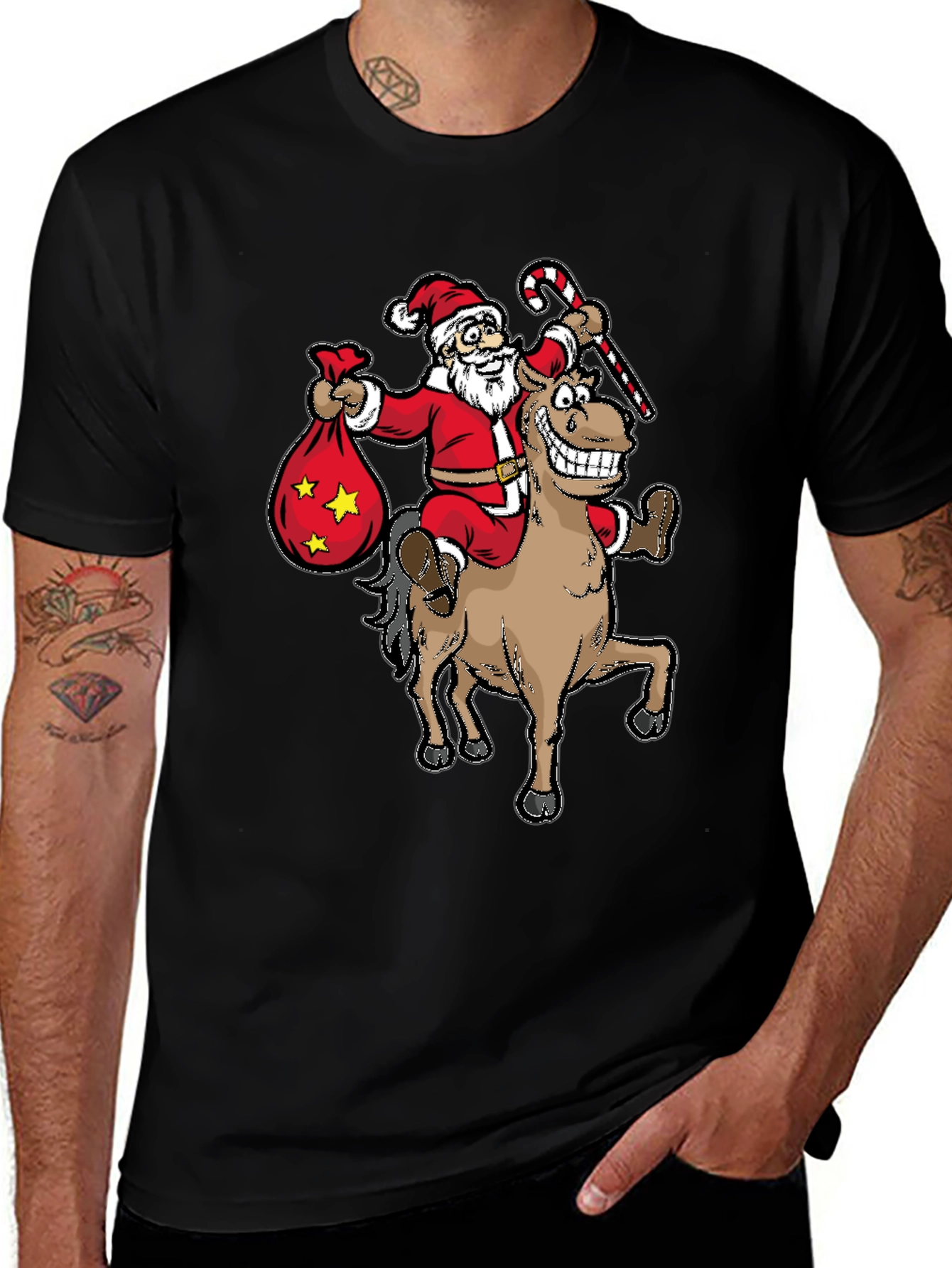 Santa Riding Horse T-Shirt - Funny Holiday Tee