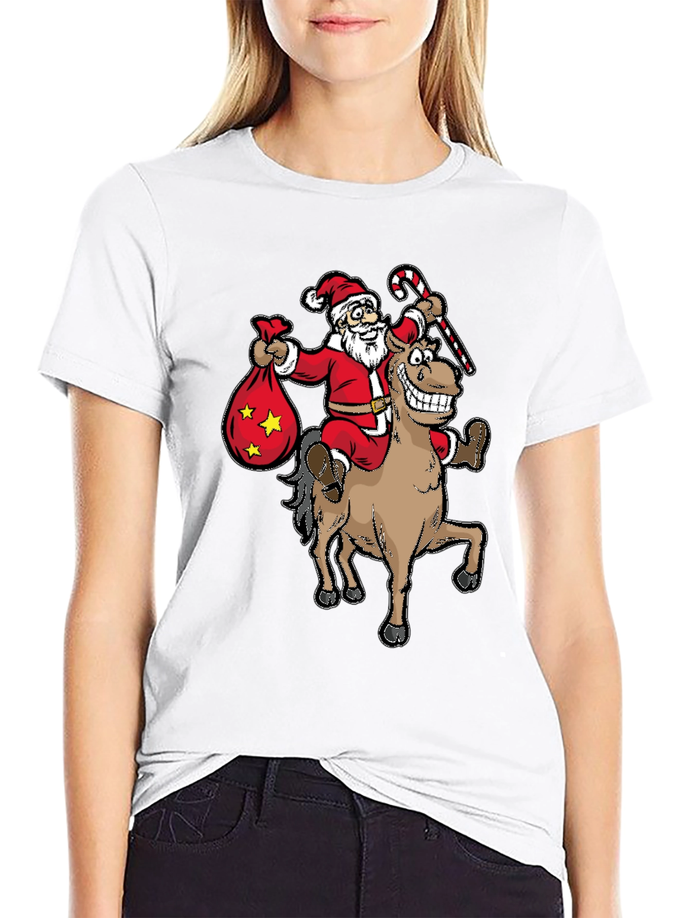 Santa Riding Horse T-Shirt - Funny Holiday Tee