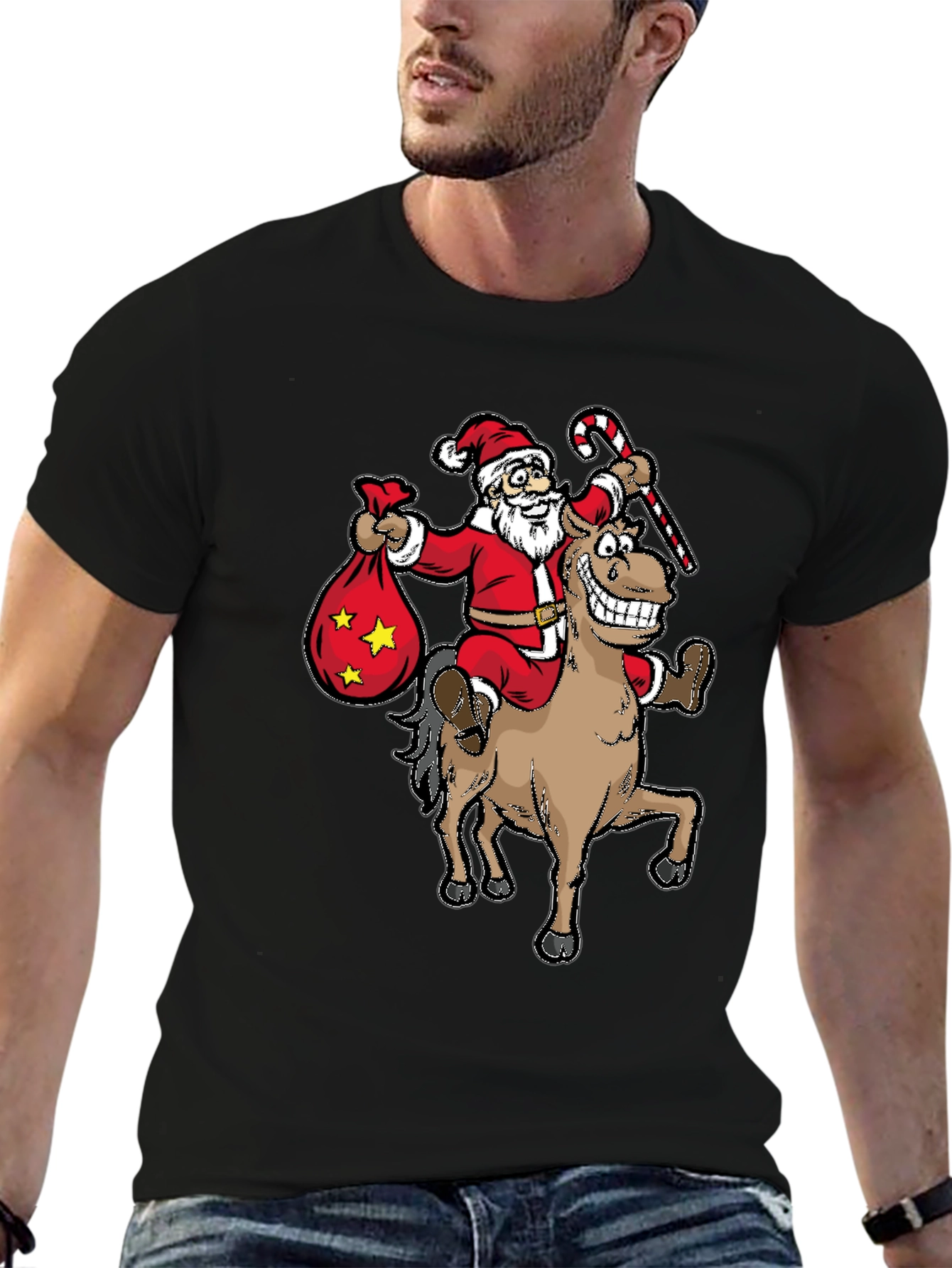 Santa Riding Horse T-Shirt - Funny Holiday Tee