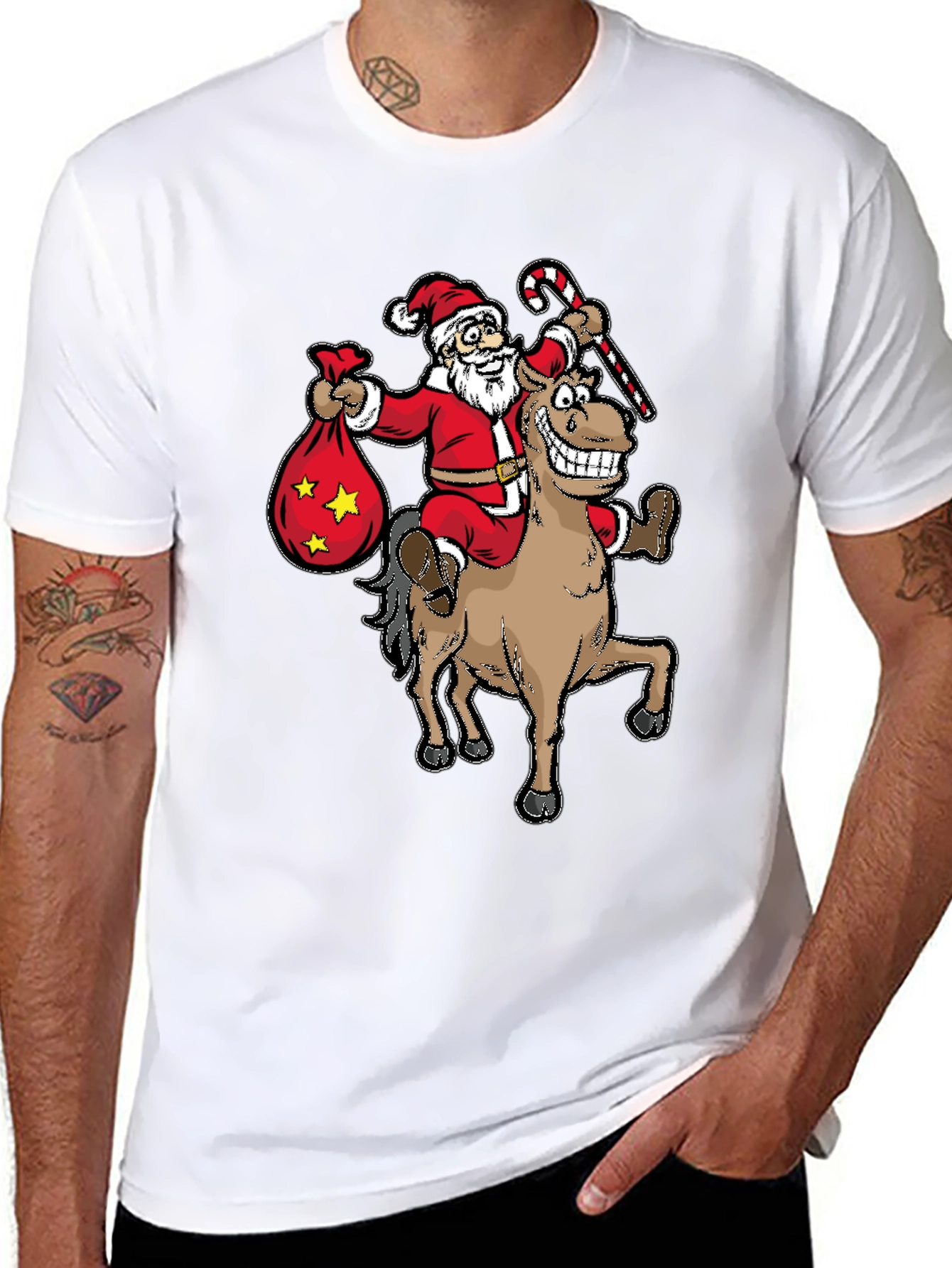 Santa Riding Horse T-Shirt - Funny Holiday Tee