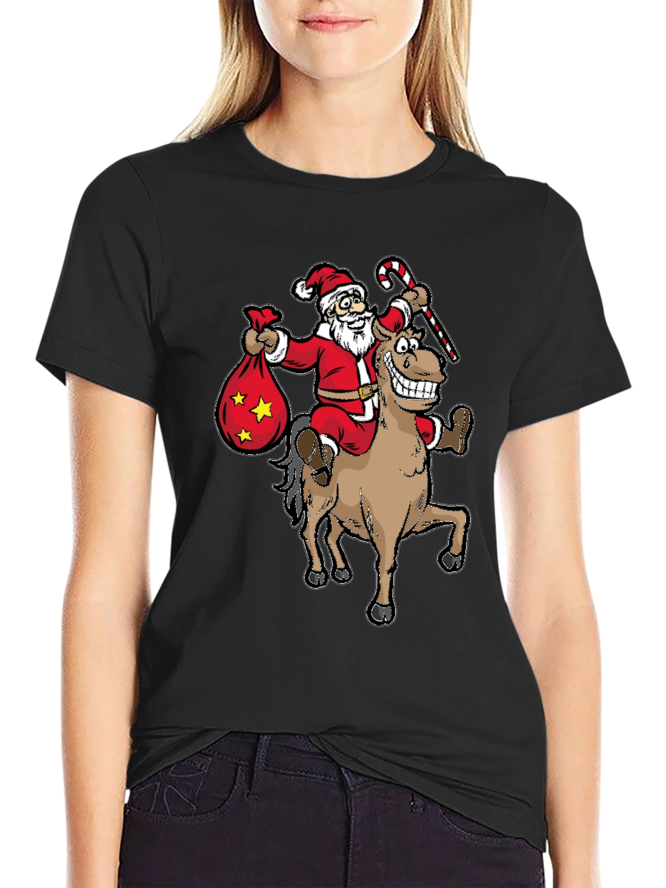 Santa Riding Horse T-Shirt - Funny Holiday Tee