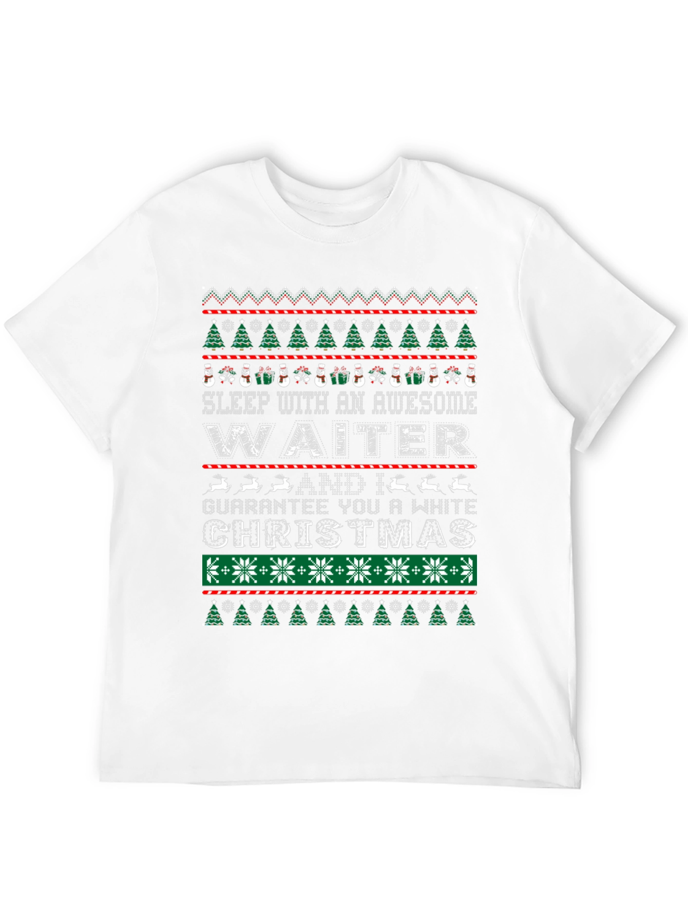 Awesome Waiter White Christmas Ugly T-Shirt
